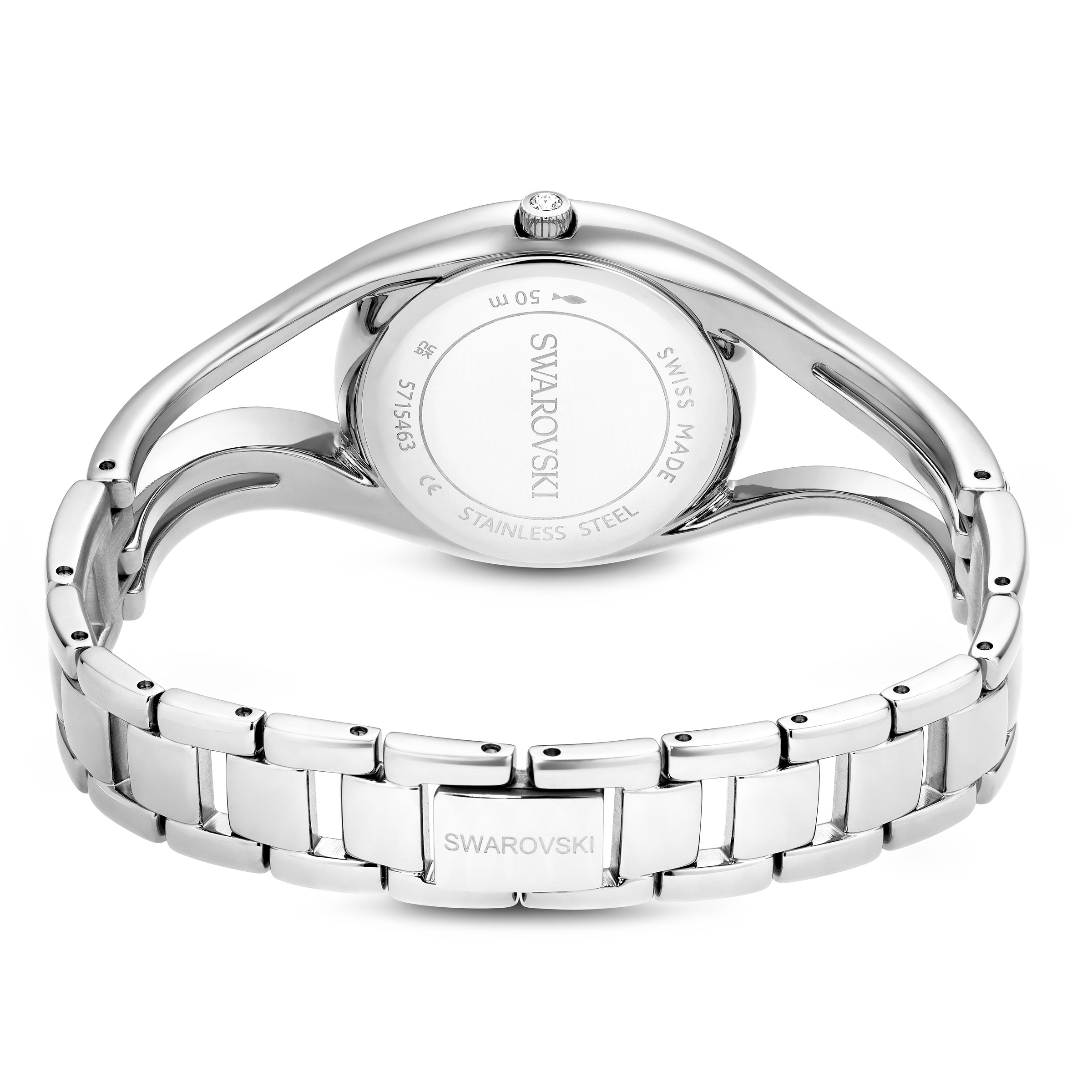 Swarovski Quarzuhr »HYPERBOLA BANGLE«, Armbanduhr, Damenuhr, Swiss Made, Edelstahlarmband, analog