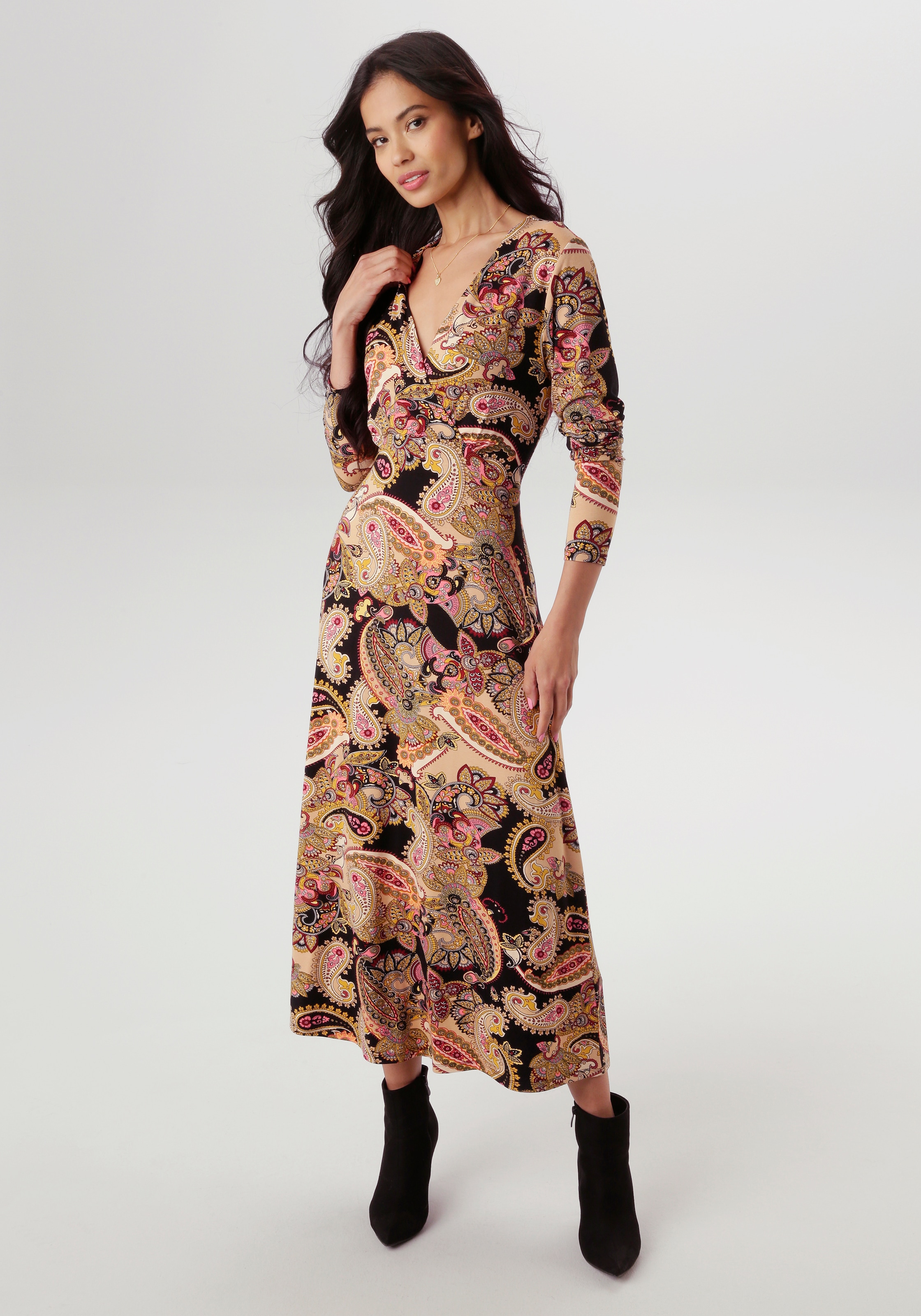 Aniston SELECTED Midikleid, mit V-Ausschnitt und Wickel-Optik - NEUE KOLLEK günstig online kaufen