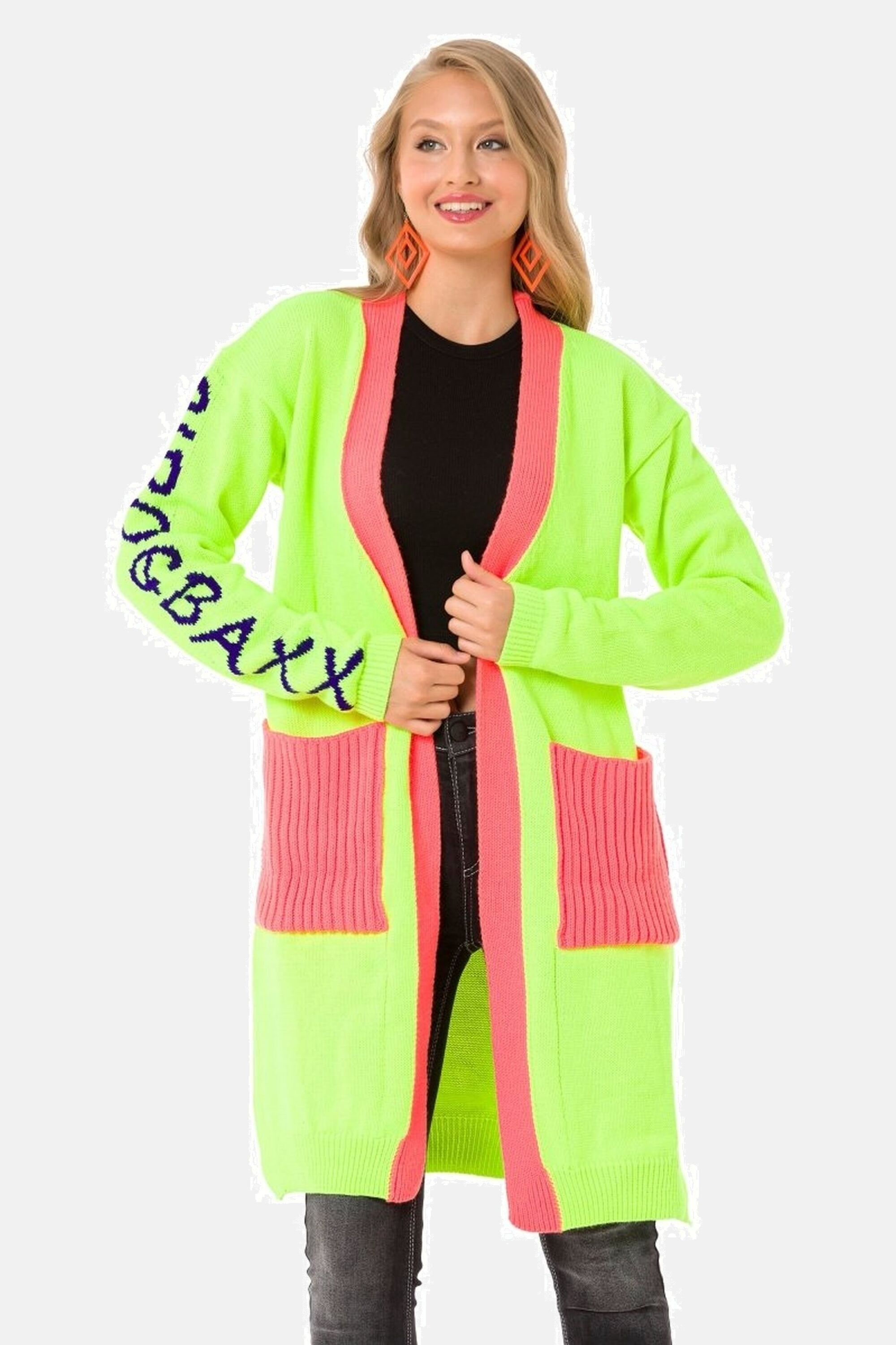 Cipo & Baxx Cardigan "Stickjacke" 1 Stk. tlg. Im coolen Neon-Design, WP242 günstig online kaufen