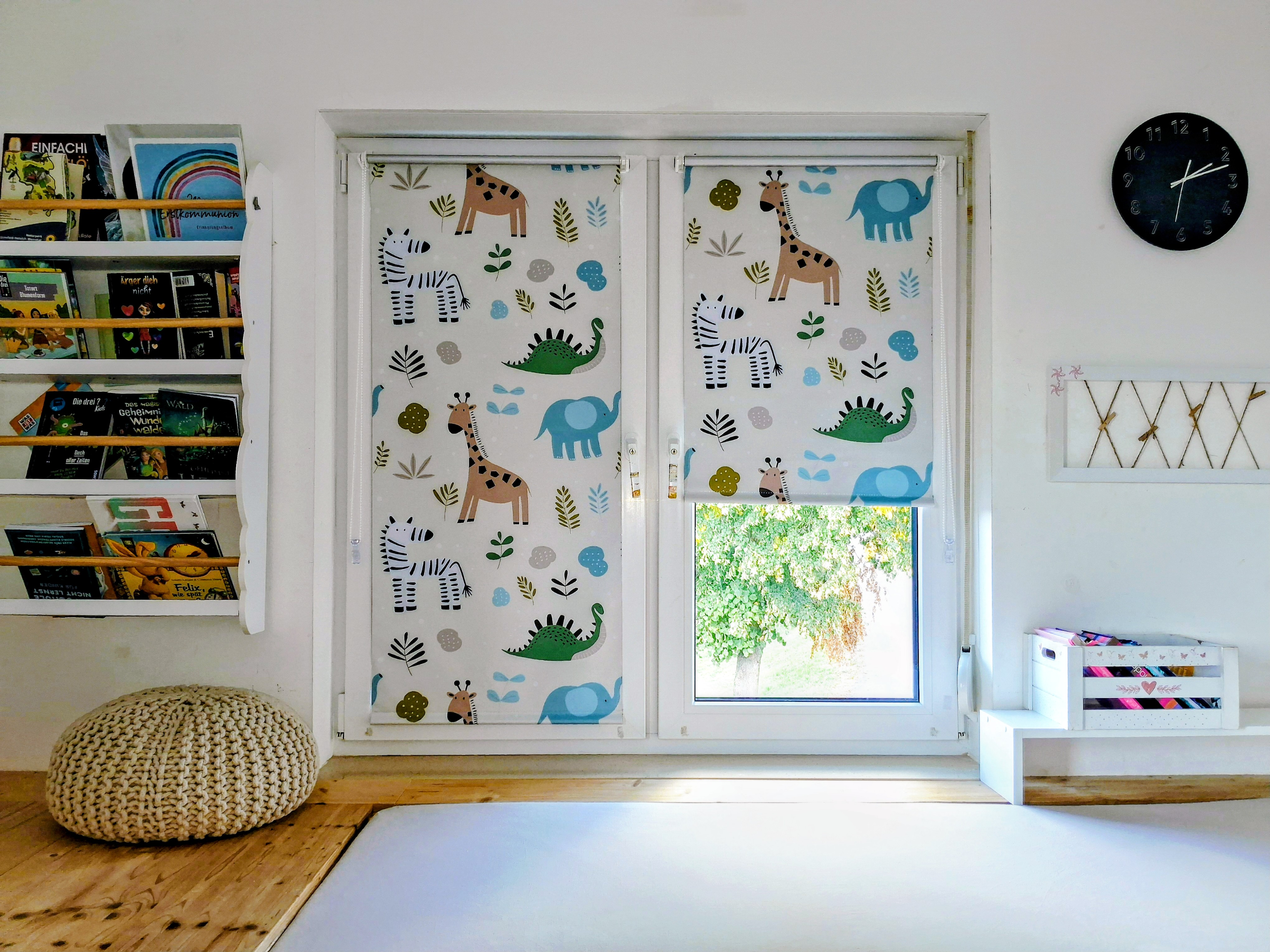 K-HOME Seitenzugrollo "Seitenzugrollo Thermo Klemmfix-Rollo mit Motiv Zoo" verdunkelnd Hitzeschutz Verdunkelung ohne Bohren freihängend Kinderrollo