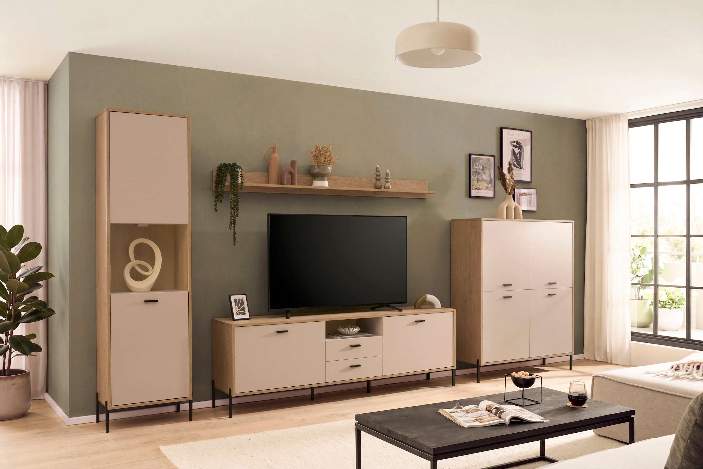 Home affaire Wohnwand »Fredericia, moderne Anbauwand, Komplettset in Kaschmir« Set, 4 Stk. tlg.
