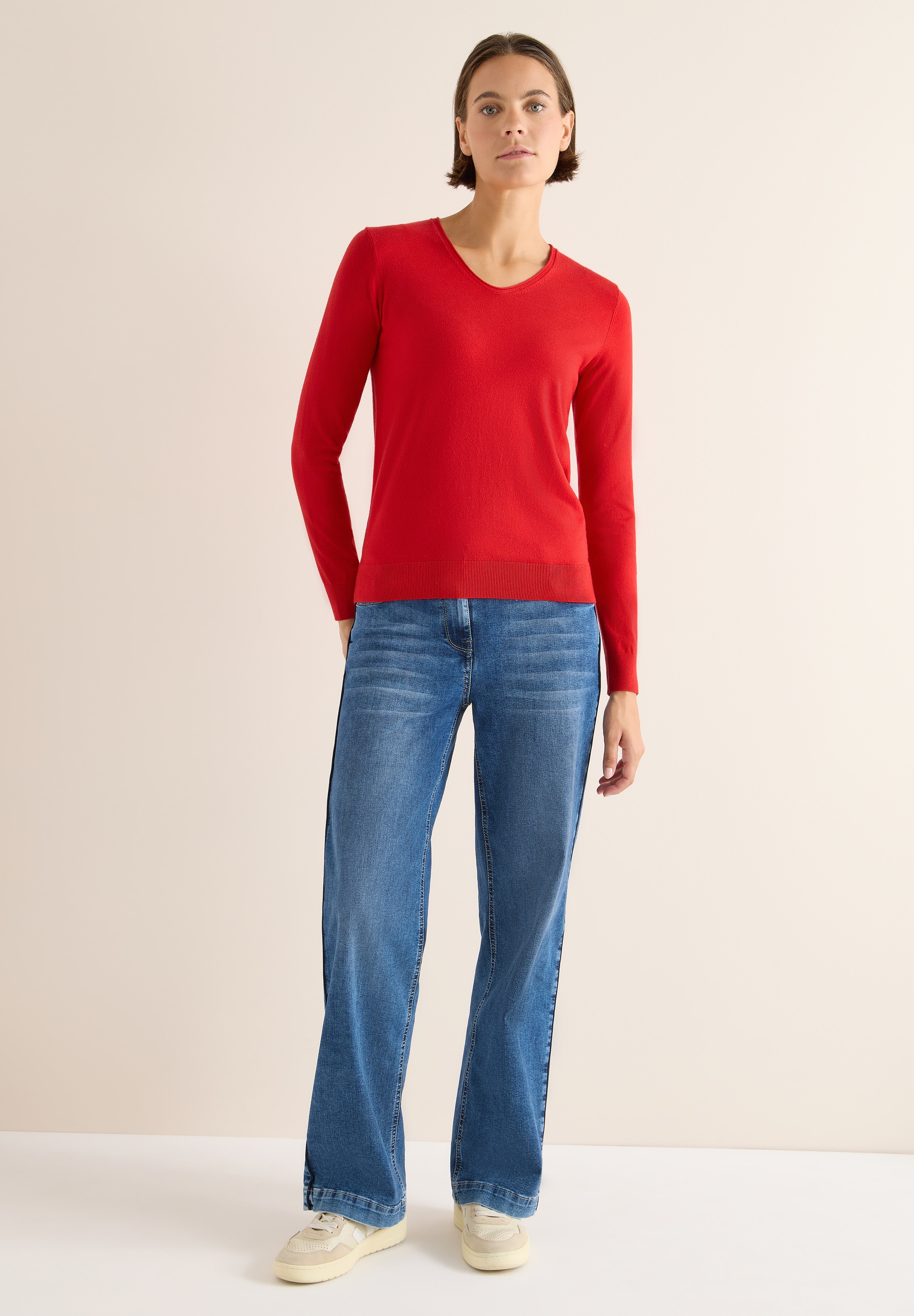 Cecil Strickpullover, mit Materialmix