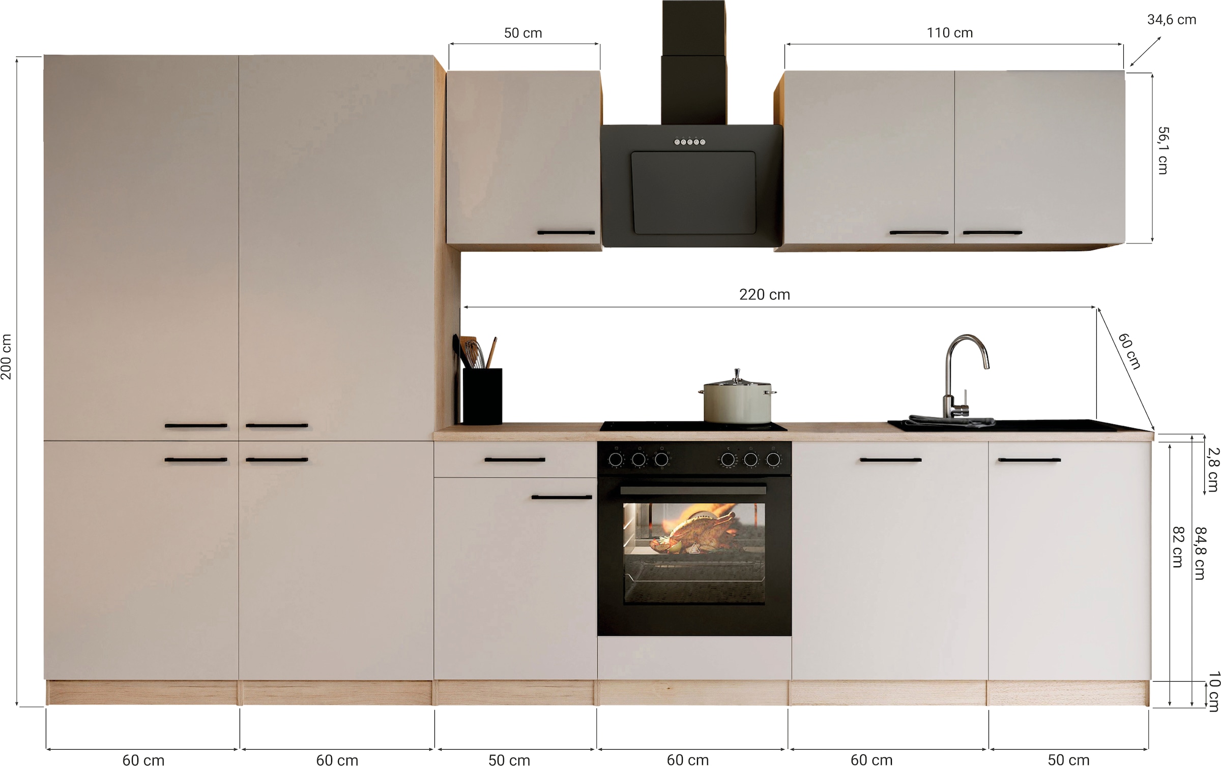 RESPEKTA Küche »Merle« Küchenzeile Merle, Breite 340 cm, mit Soft Close, French-Door-Design