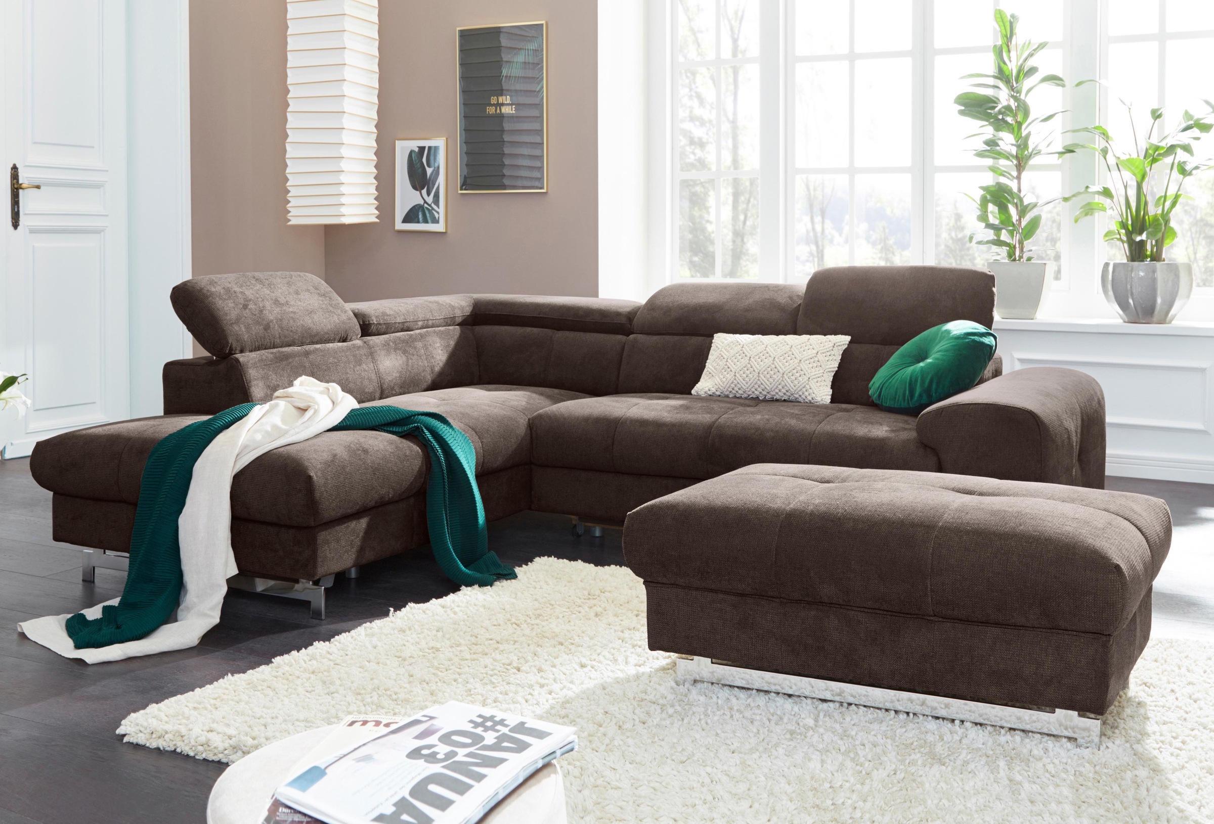 COTTA Ecksofa »Chef L-Form«, mit Kopfteilverstellung, wahlweise mit Bettfunktion & Bettkasten