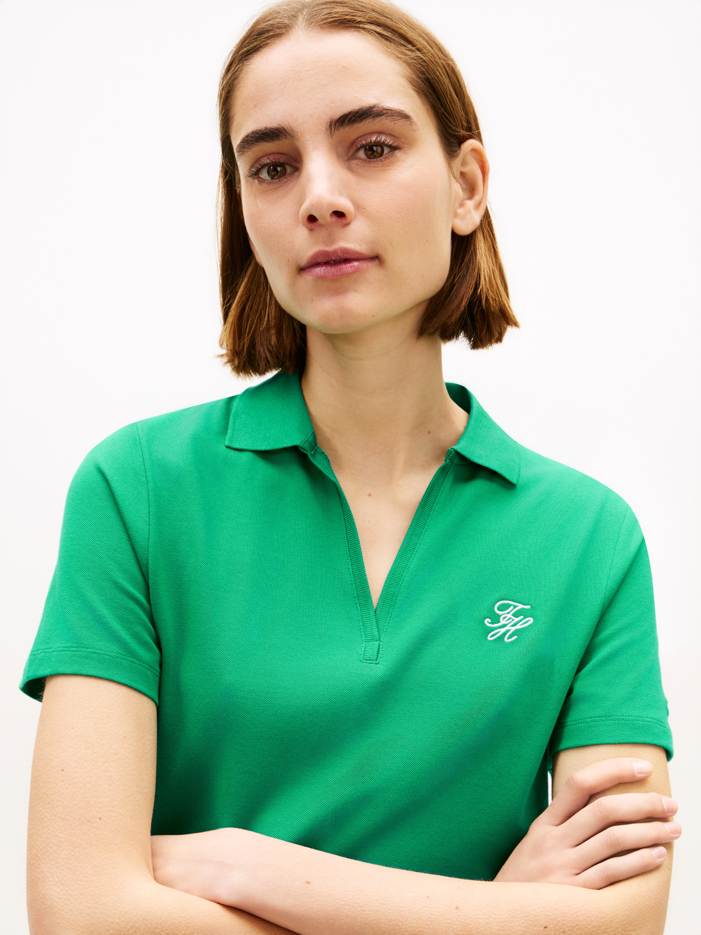 Tommy Hilfiger Polokleid »TH SCRIPT OPEN-NK POLO DRS« mit Knopfleiste