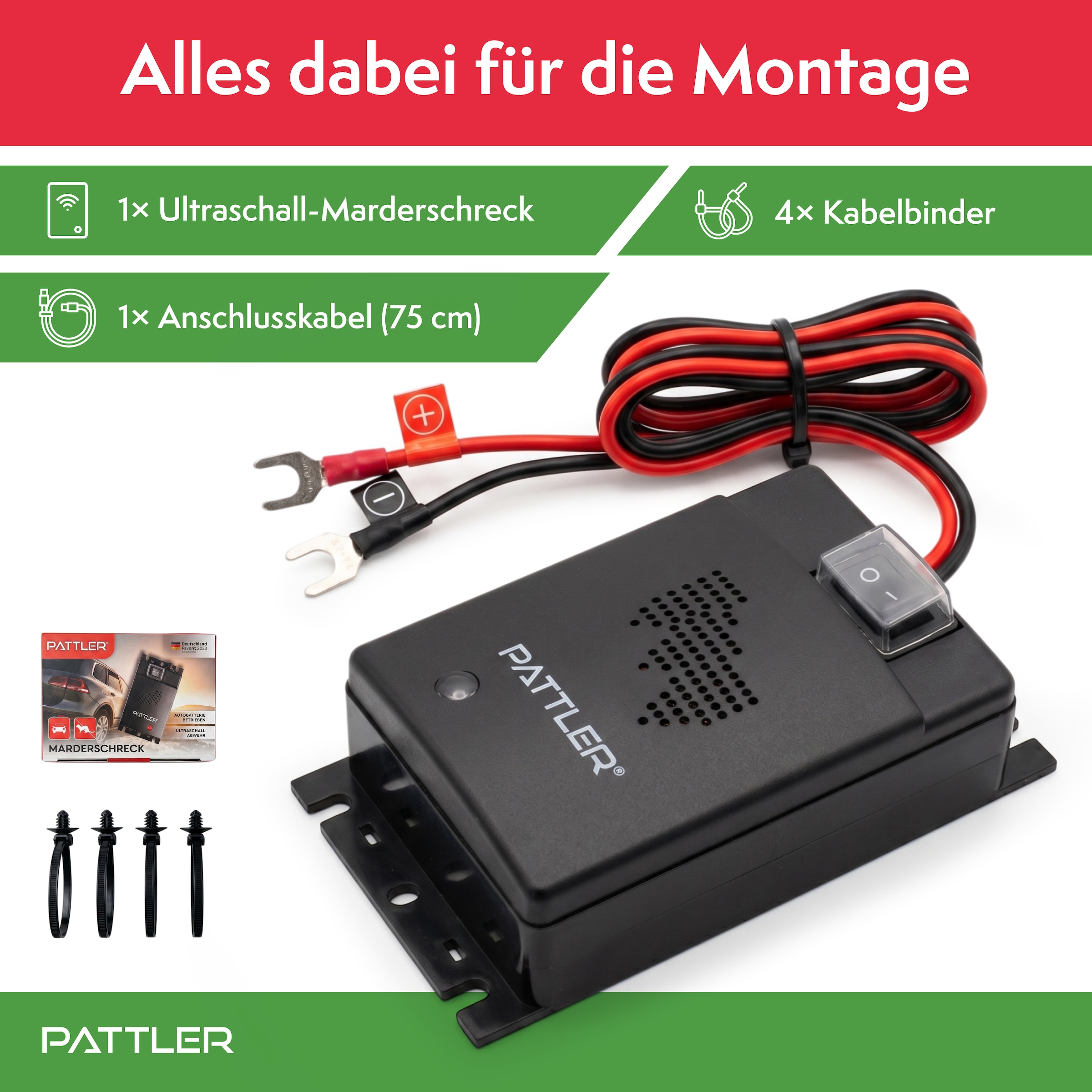 Pattler Ultraschall-Tierabwehr »Marderschreck 12 Volt fürs Auto« 1 Gerät