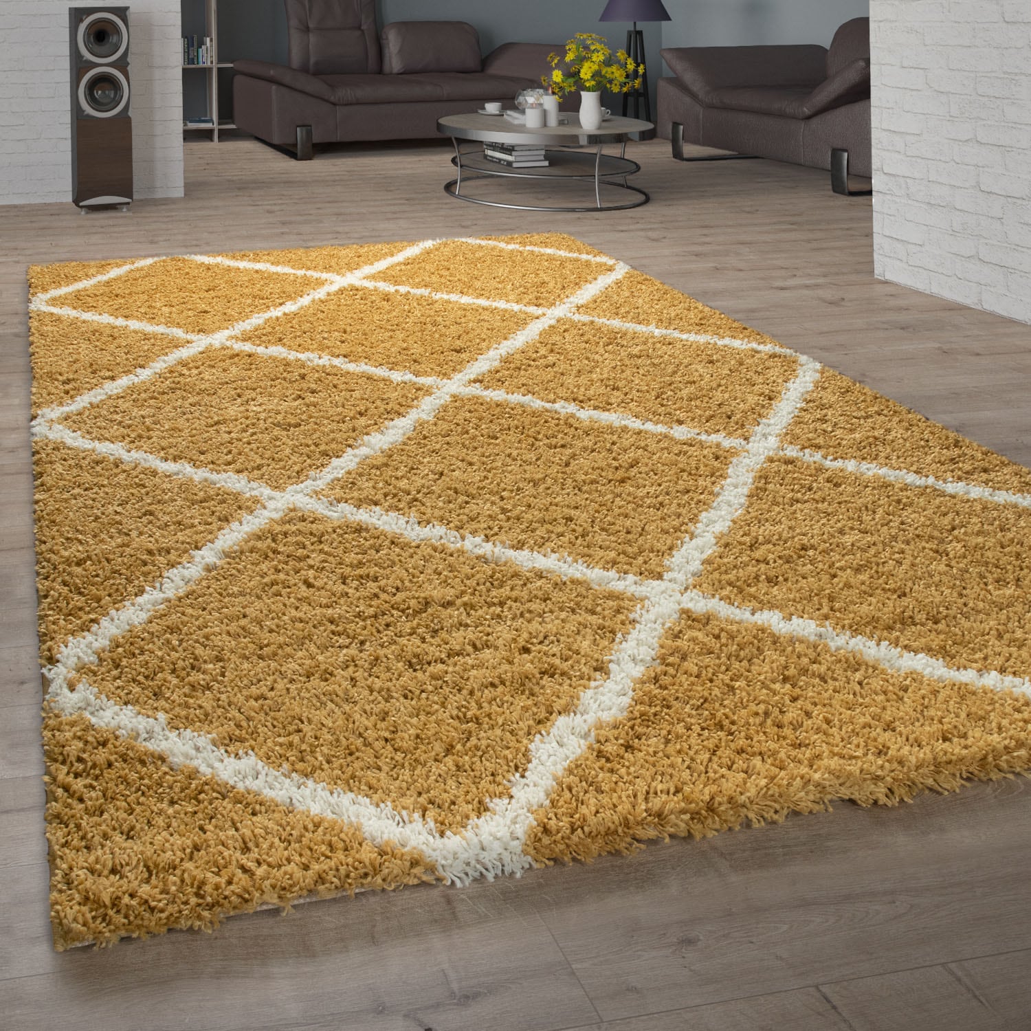 Paco Home Hochflor-Teppich »Kalmar Scandi Design, | kuschelig rechteckig, Rauten weich BAUR & Muster, 441«