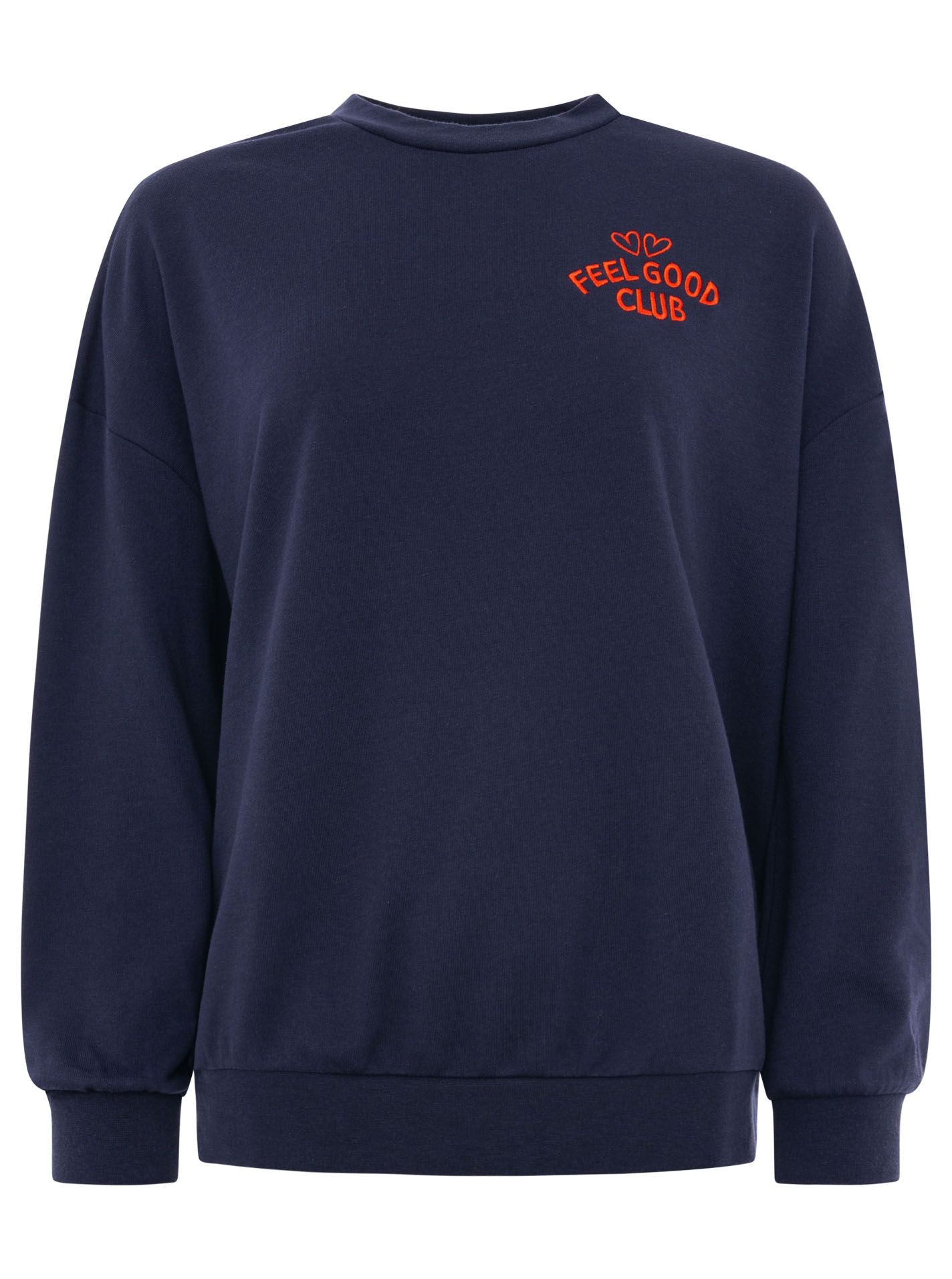Zwillingsherz Sweatshirt »"Feel Good Club"«, Rundhals, kleine Stickerei vorne
