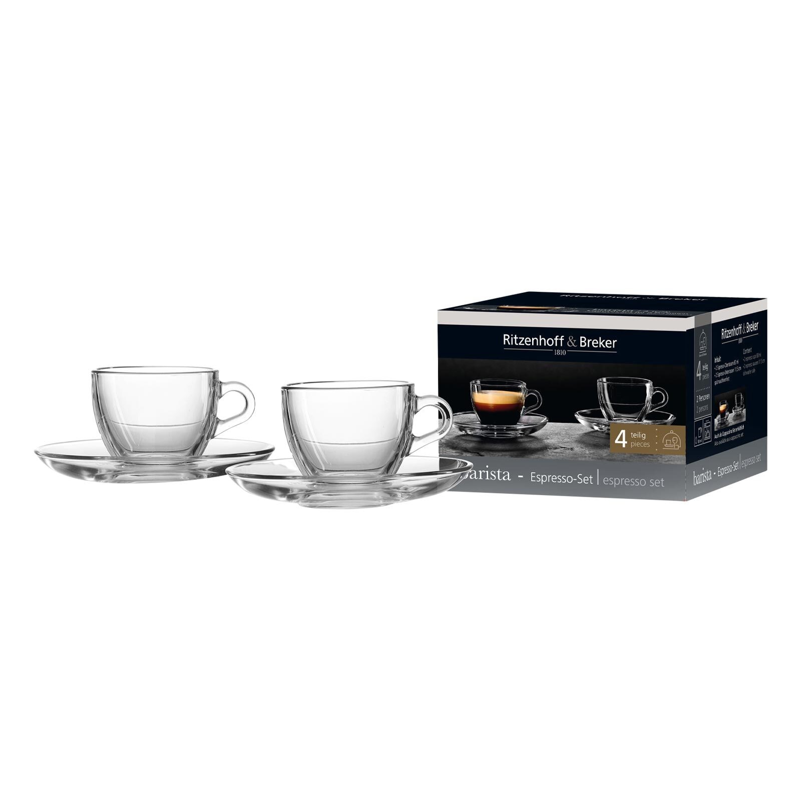 Ritzenhoff & Breker Espressoglas »Espresso-Set Barista 80 ml 6er Set transparent« Spülmaschinenfest