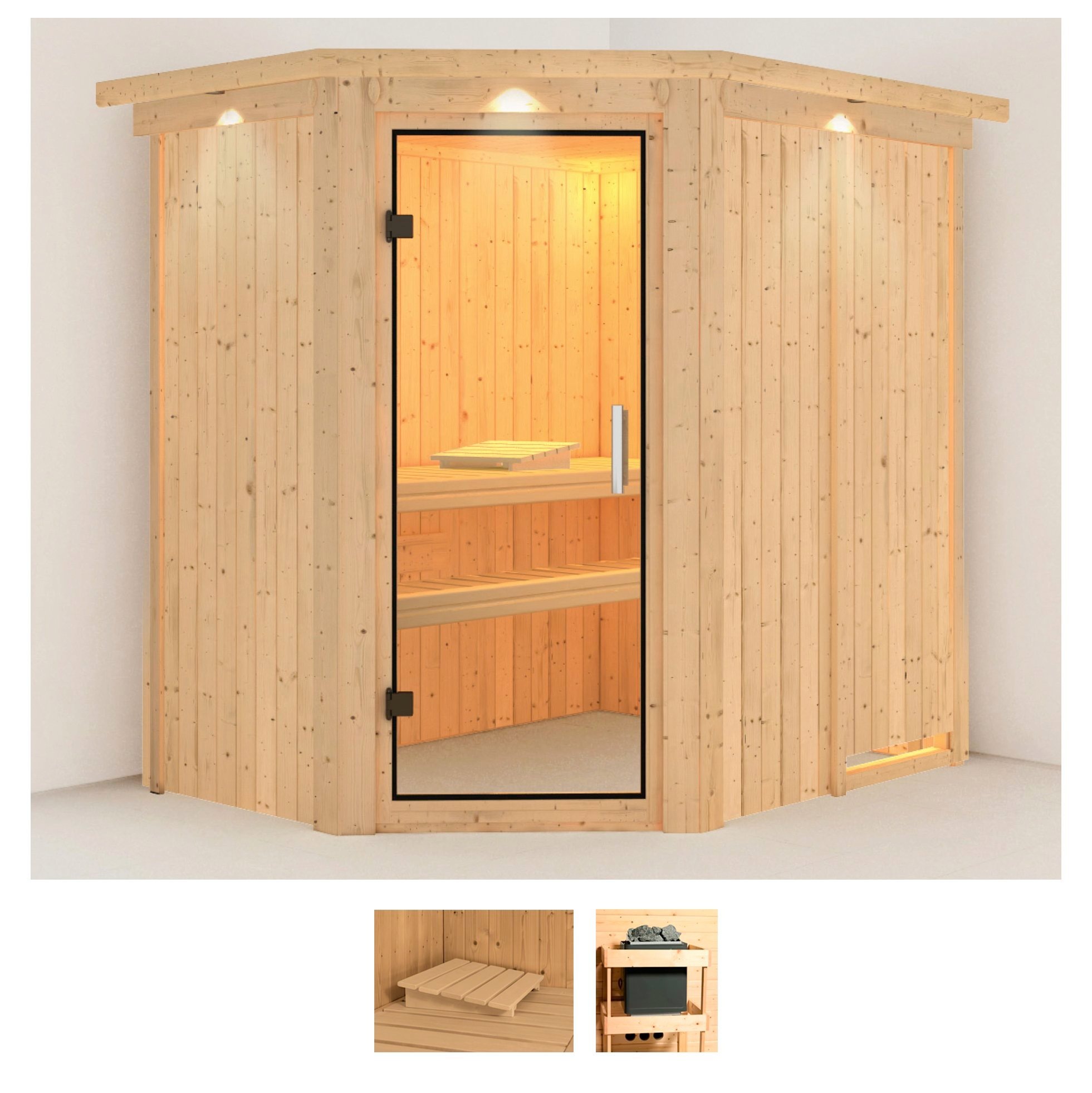 KARIBU Sauna "Clara", ohne Ofen, (ohne Ofen), beige, Saunen, ohne Ofen