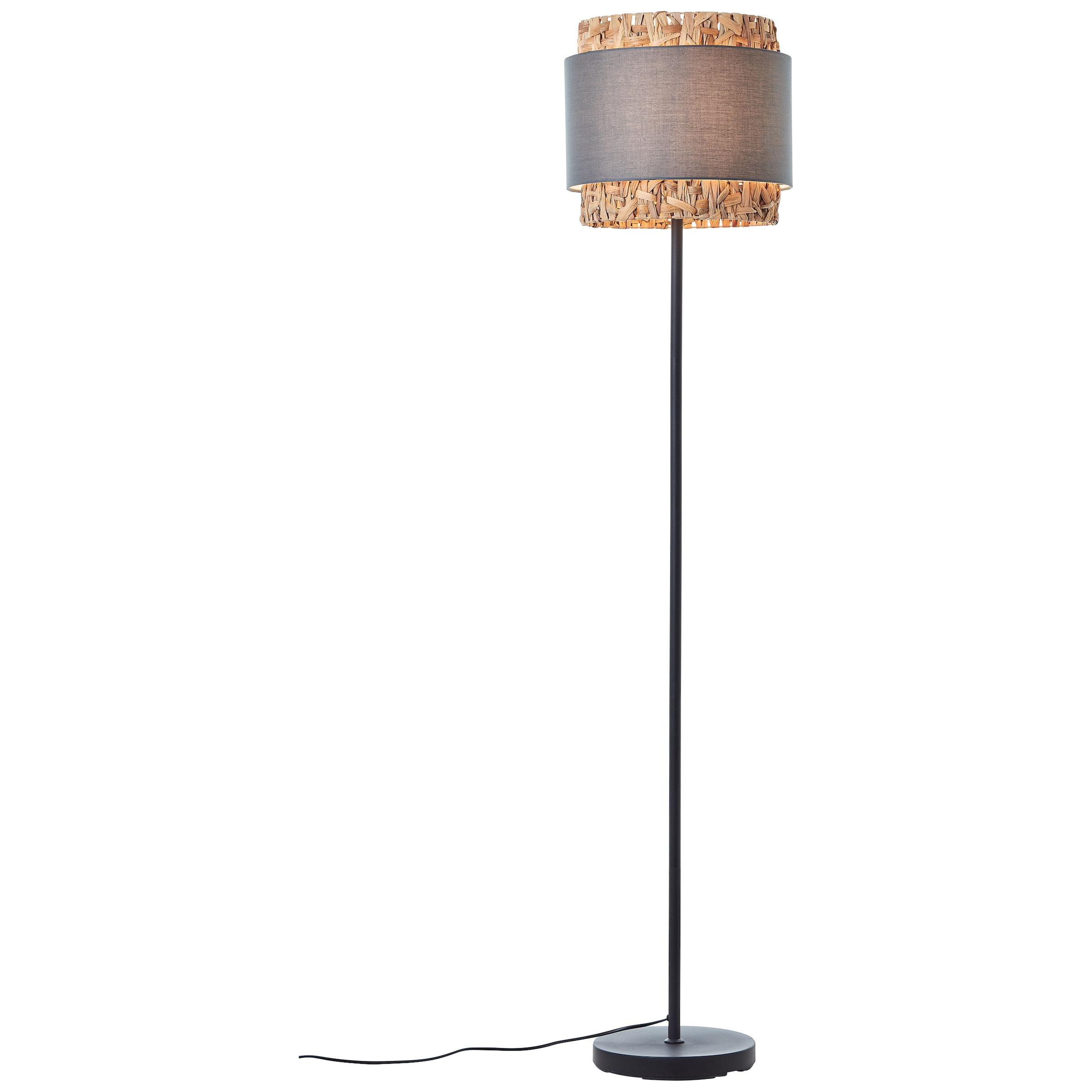 Brilliant Stehlampe »Waterlilly«, 1 flammig-flammig, Ø 35 cm, E27, Metall/Textil/Wasserhyazinthe, grau/beige