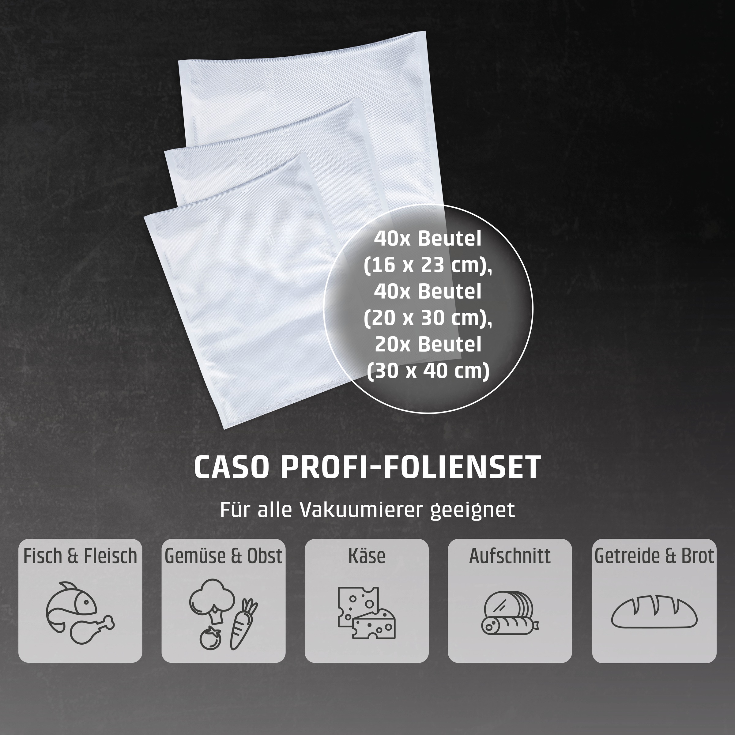 Caso Vakuumier-Folienrollen »1233« insgesamt 100 Stk.