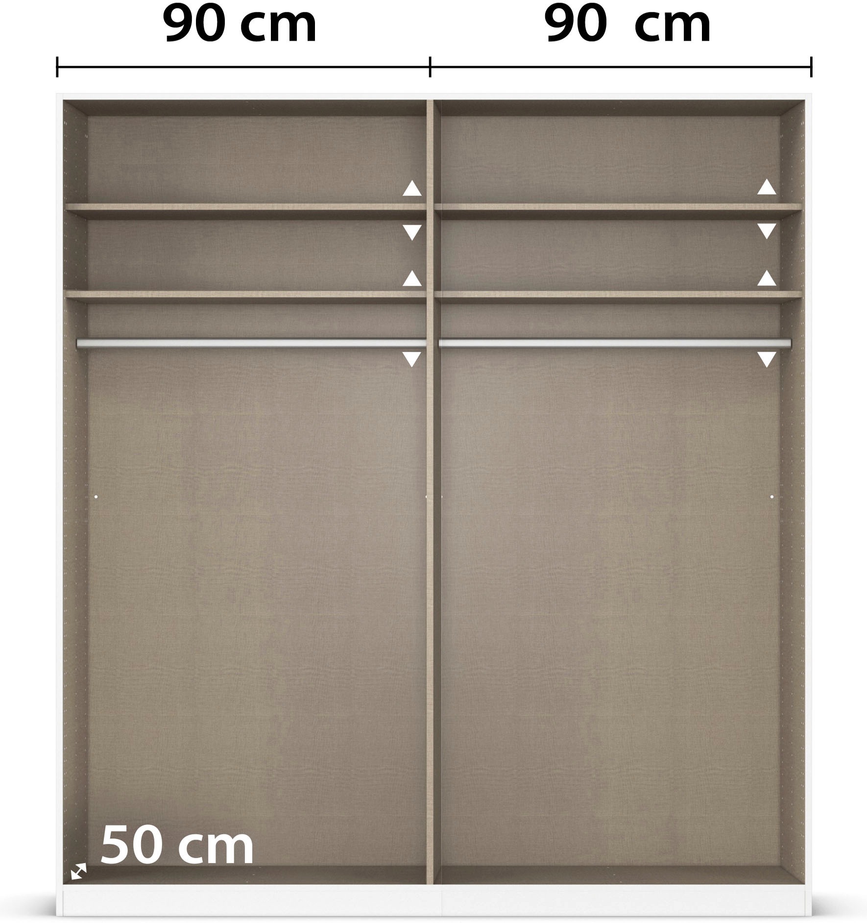 rauch Kleiderschrank »Drehtürenschrank Schrank Garderobe Wäscheschrank Schlafzimmer AVOLA«, (in 3 verschiedenen Ausstattungen BASIC/CLASSIC/PREMIUM), mit hochwertigen Stangengriffen in Schwarz aus Metall MADE IN GERMANY