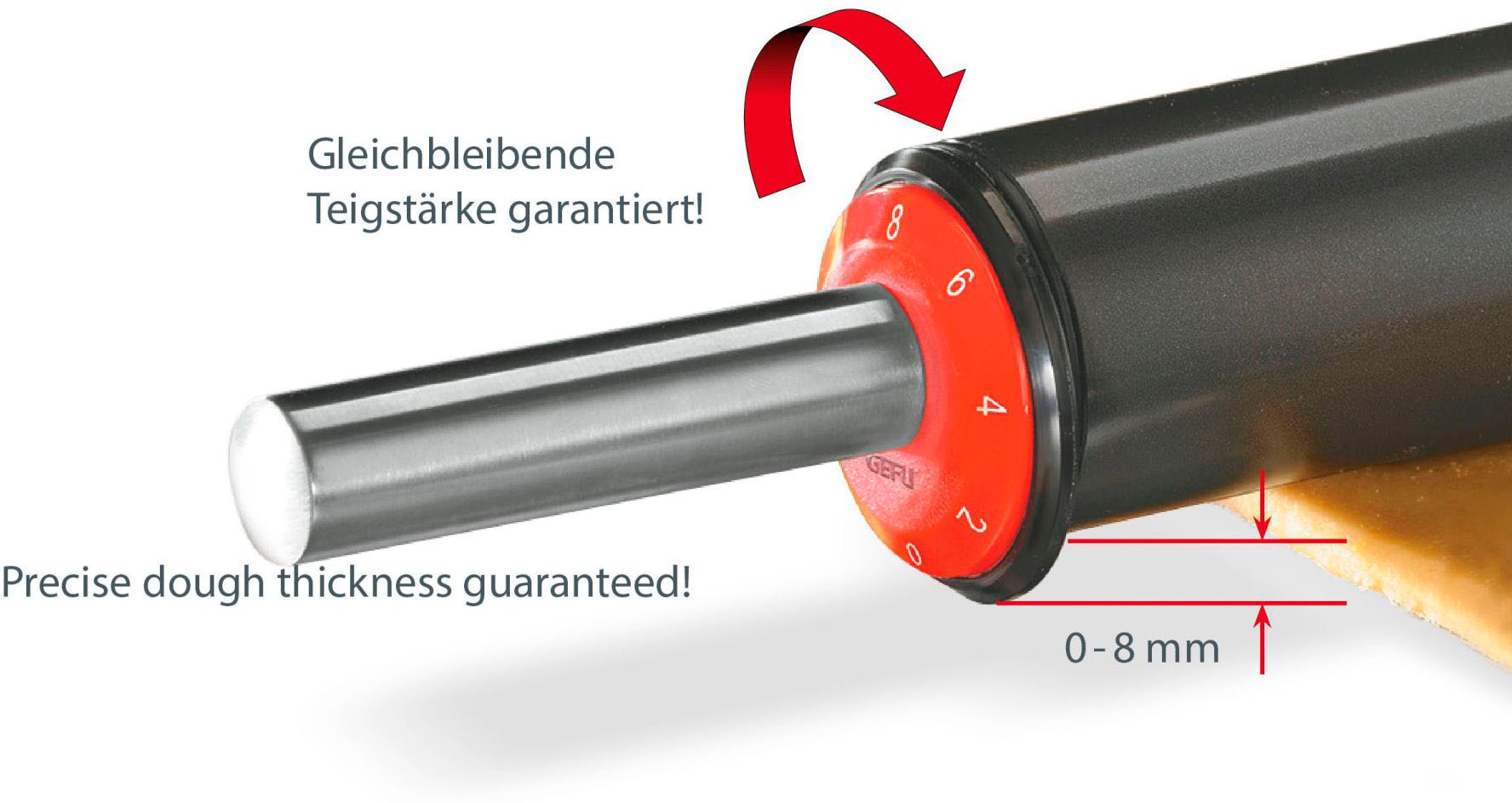 GEFU Teigroller »EXACT«, (1 tlg.), klebt nicht, rollt superglatt, 48,5 cm
