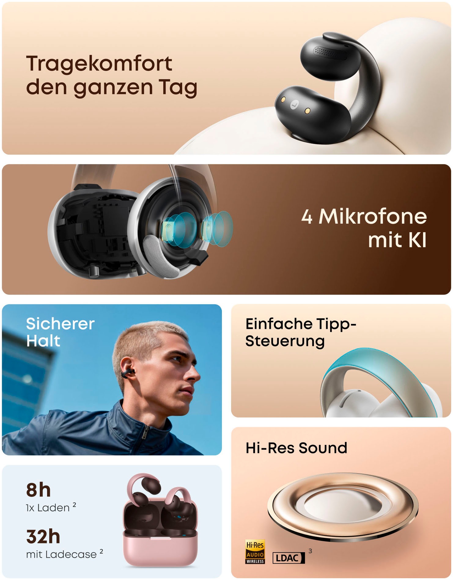 Anker In-Ear-Kopfhörer »Soundcore AeroClip« Bluetooth