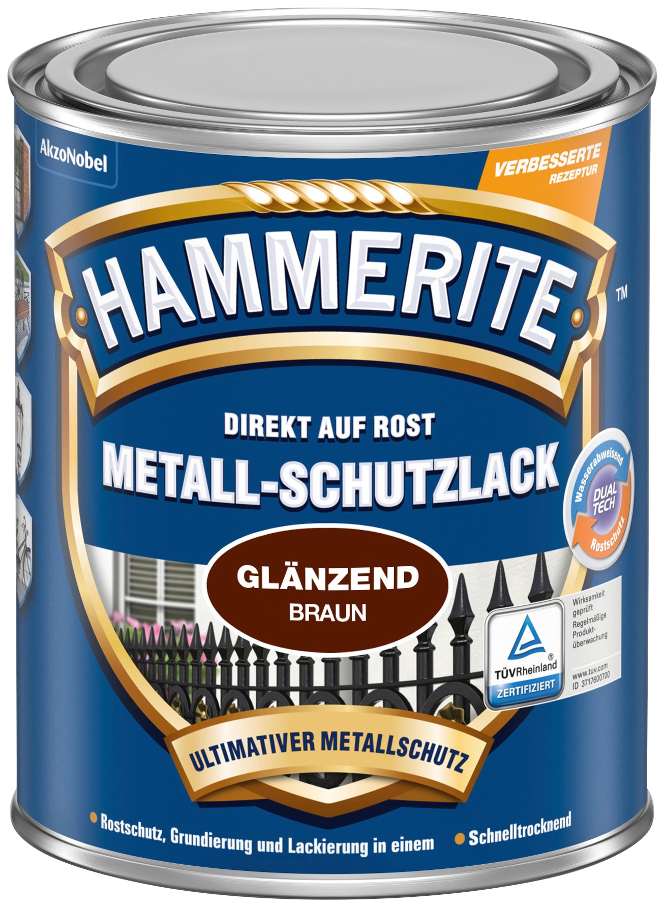 Hammerite   Metallschutzlack Glänzend, 0,75 Liter, braun
