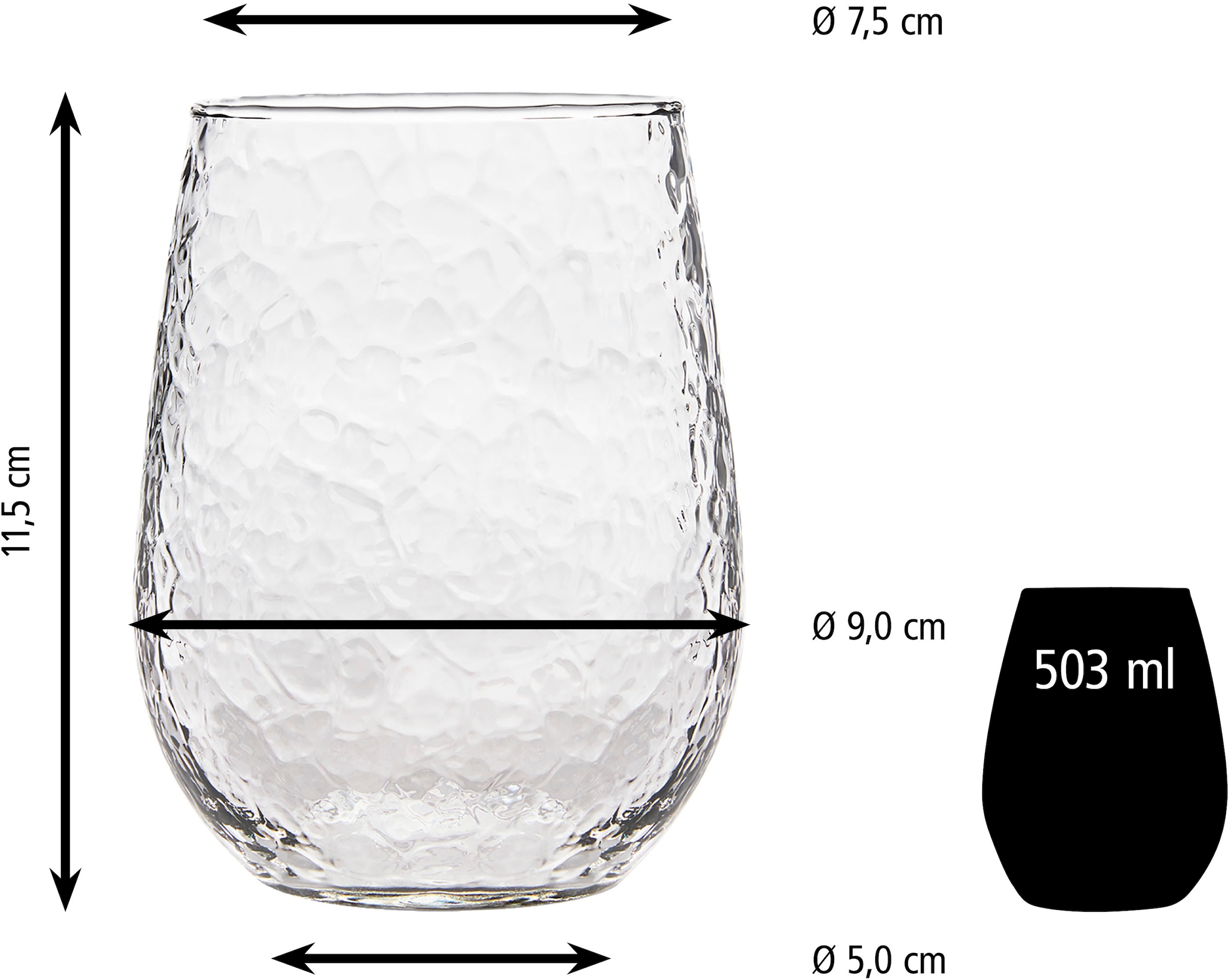 LIBBEY Gläser-Set »Libbey Weinglas 12er Set -STEMLESS-«, (Set, 12 tlg.), 503 ml, hochwertig verarbeitet, im modernen Design