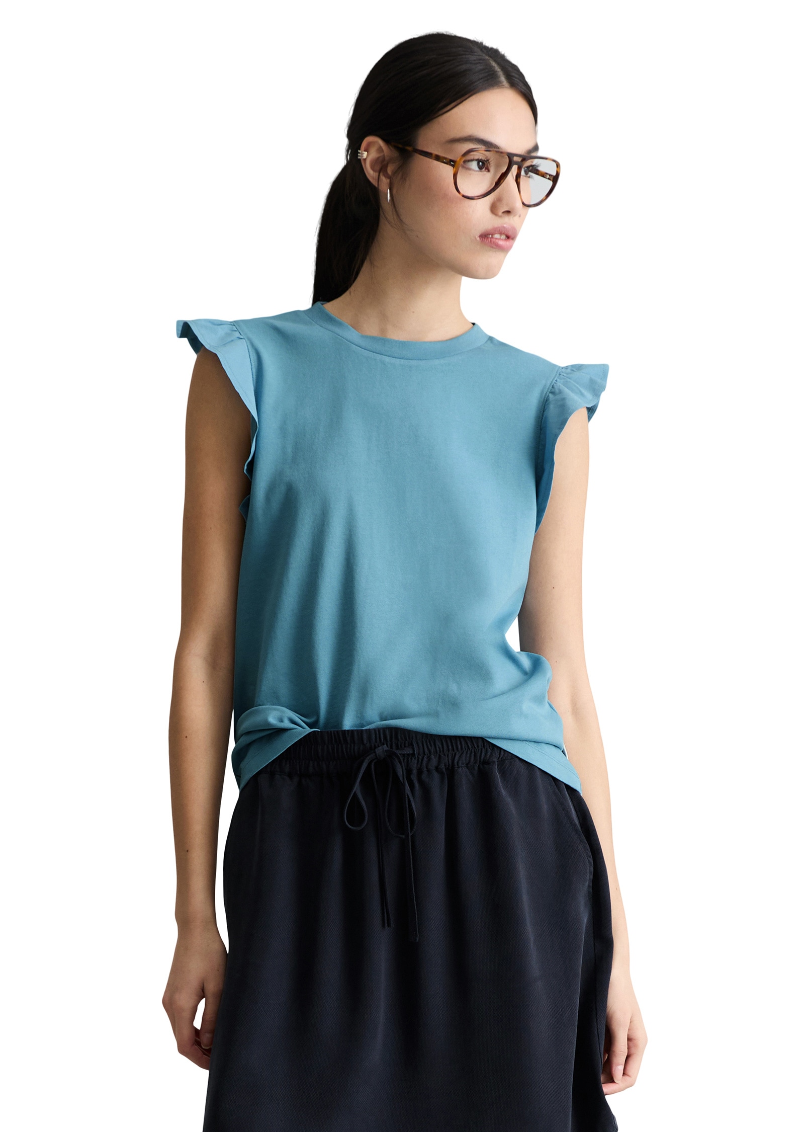 Marc OPolo DENIM T-Shirt "aus Material-Mix"