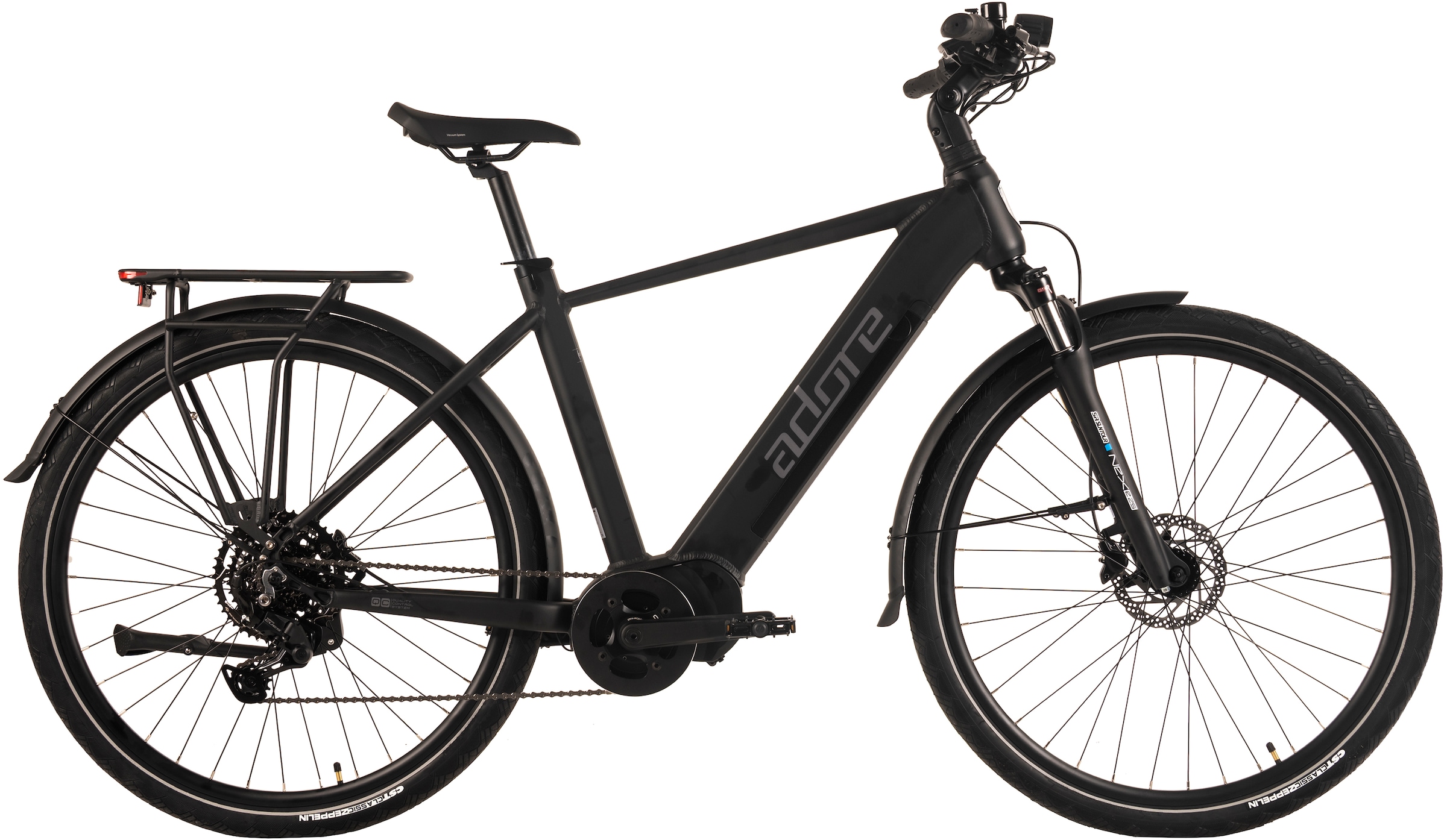 Adore E-Bike »28" Alu Trekking E-Bike ATX-390 Mittelmotor 85NM / 15Ah Schwarz matt«, 9 Gang, Shimano, Cues, Mittelmotor 250 W