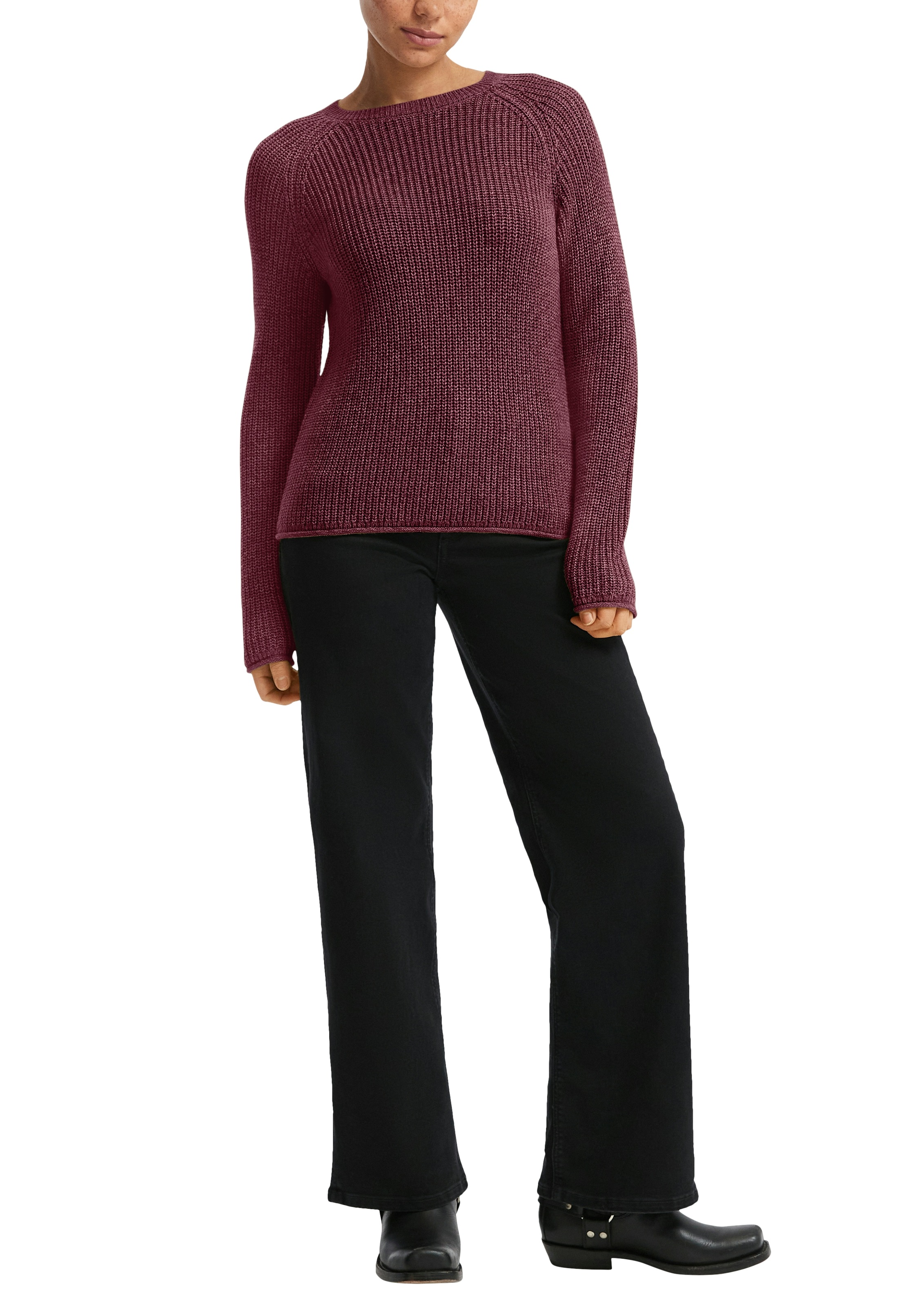 QS Strickpullover mit Strickmuster und Rundhalsausschnitt günstig online kaufen