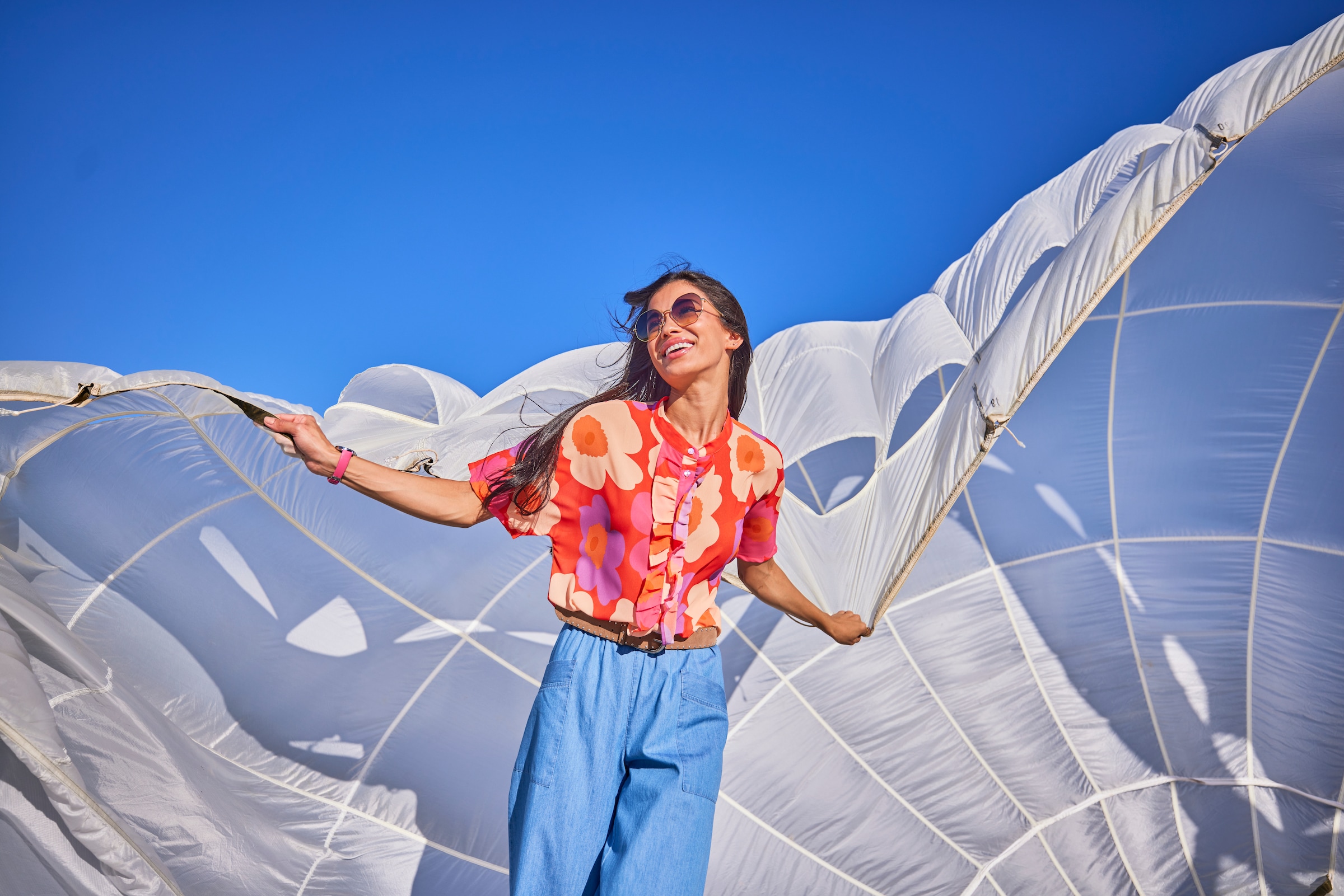 Aniston SELECTED Chiffonbluse kleiner Stehkragen und längs verlaufende Volants - NEUE KOLLEKTION