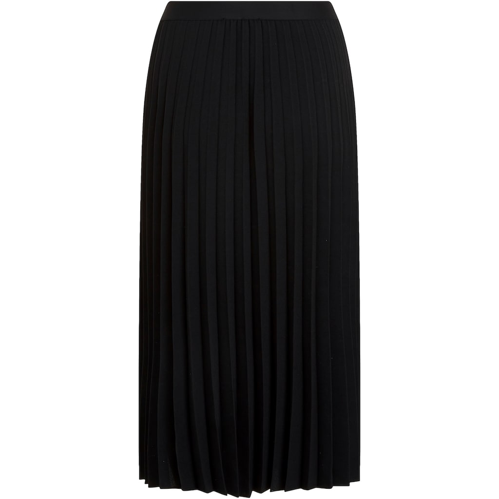 Tommy Hilfiger Plisseerock »FLUID TWILL PLEATED MIDI SKIRT«, Webrock mit Markenlabel