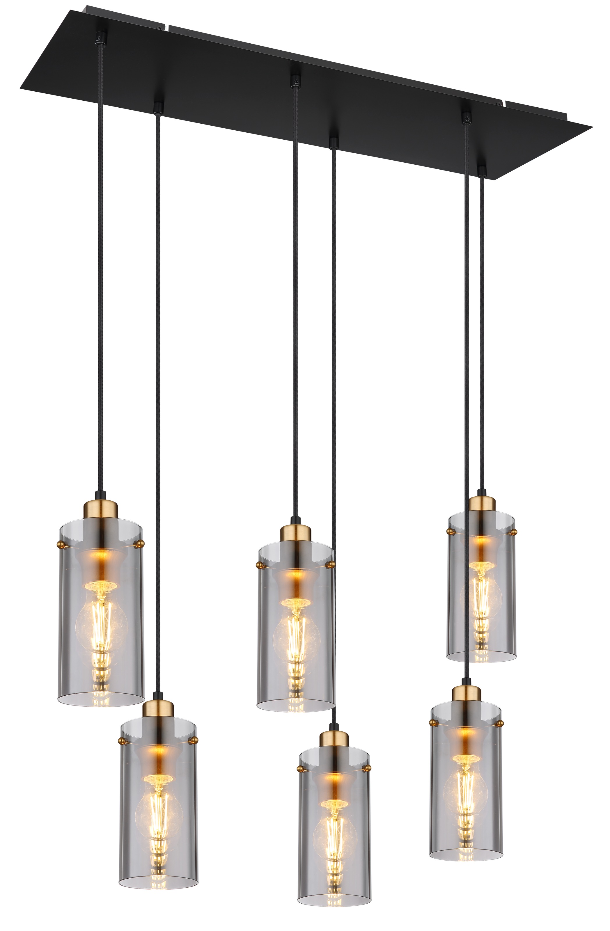 GLOBO LIGHTING Hängeleuchte »FANNI« E27 1 Stk. Schwarze Hängeleuchte mit messingfarbenem Metall und Glas