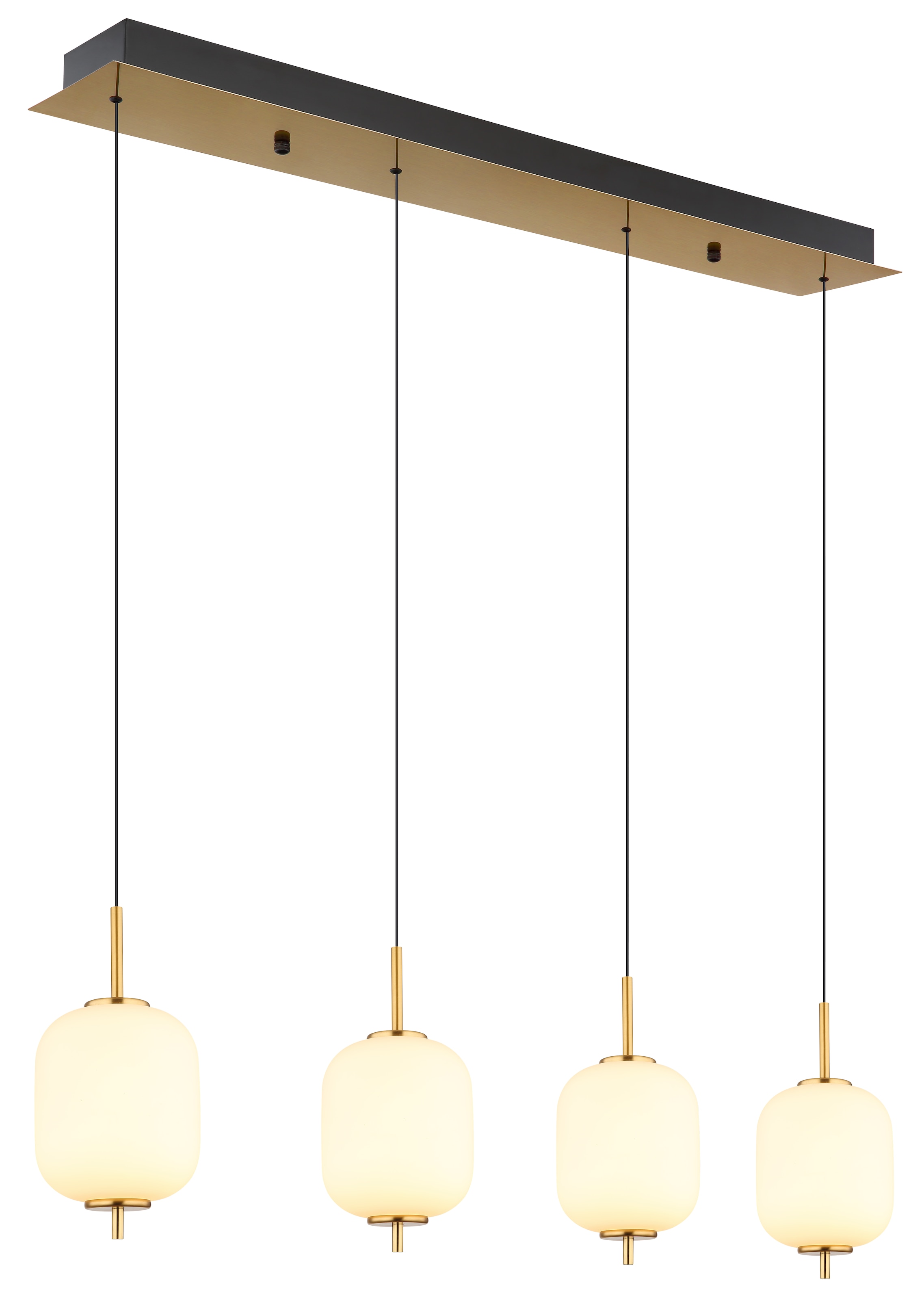 GLOBO LIGHTING LED Pendelleuchte »EWALD«, Leuchtmittel LED-Modul | LED fest integriert, Hängelampe/Hängeleuchte/Glas opal/höhenverstellbar/messingfarben