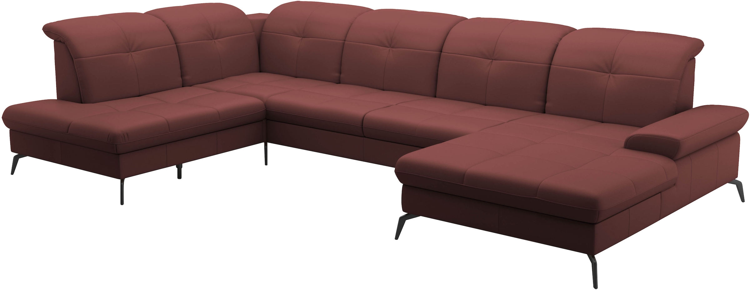 sit&more Wohnlandschaft »Amica, U-Form, inkl. Sitztiefenverstellung und Armteilverstellung«, wahlweise mit Kopfteilverstellung, Bettfunktion und Bettkasten