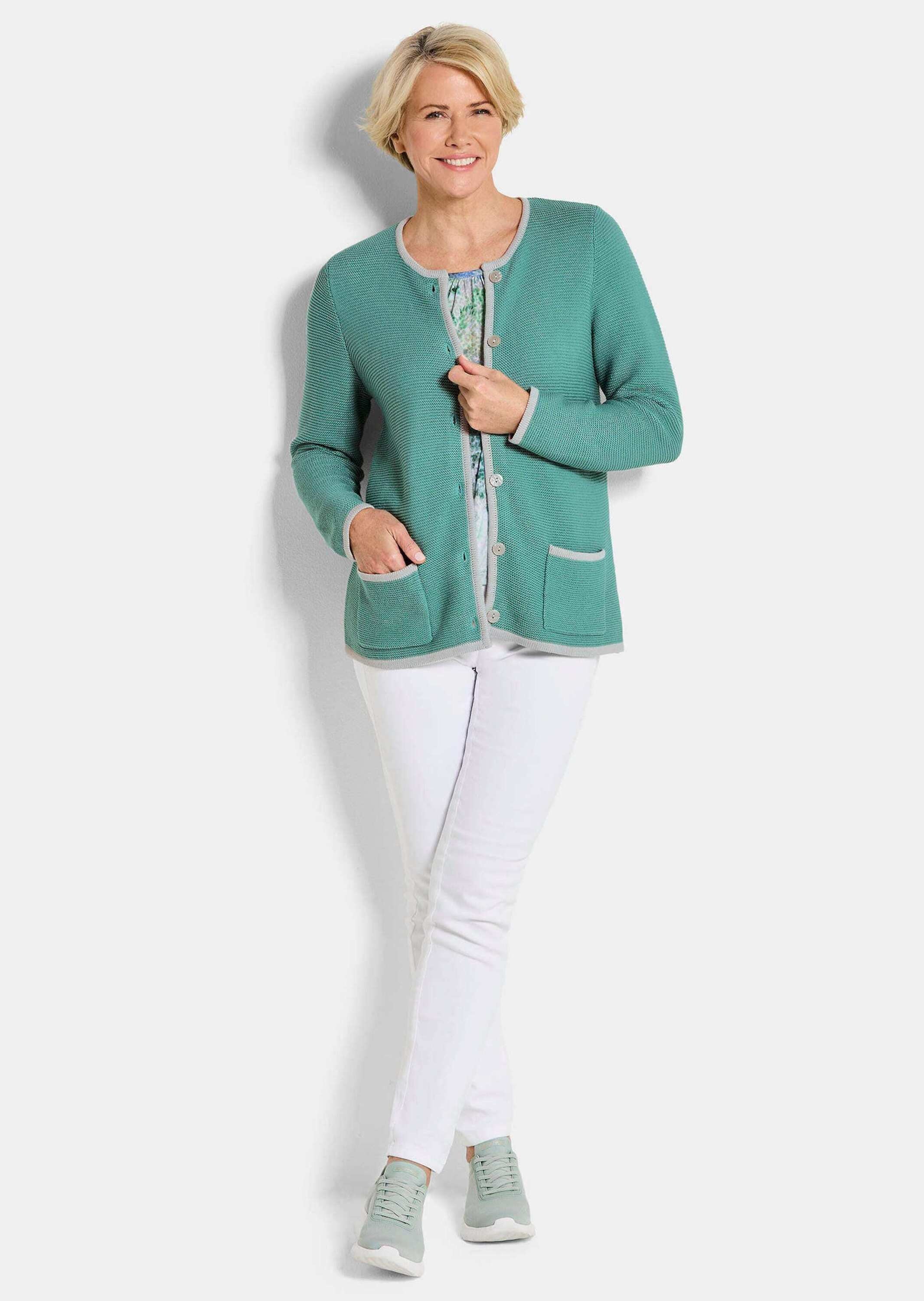 GOLDNER Strickjacke "Kurzgröße Elegante Strickjacke mit Taschen" Knöpfe in günstig online kaufen