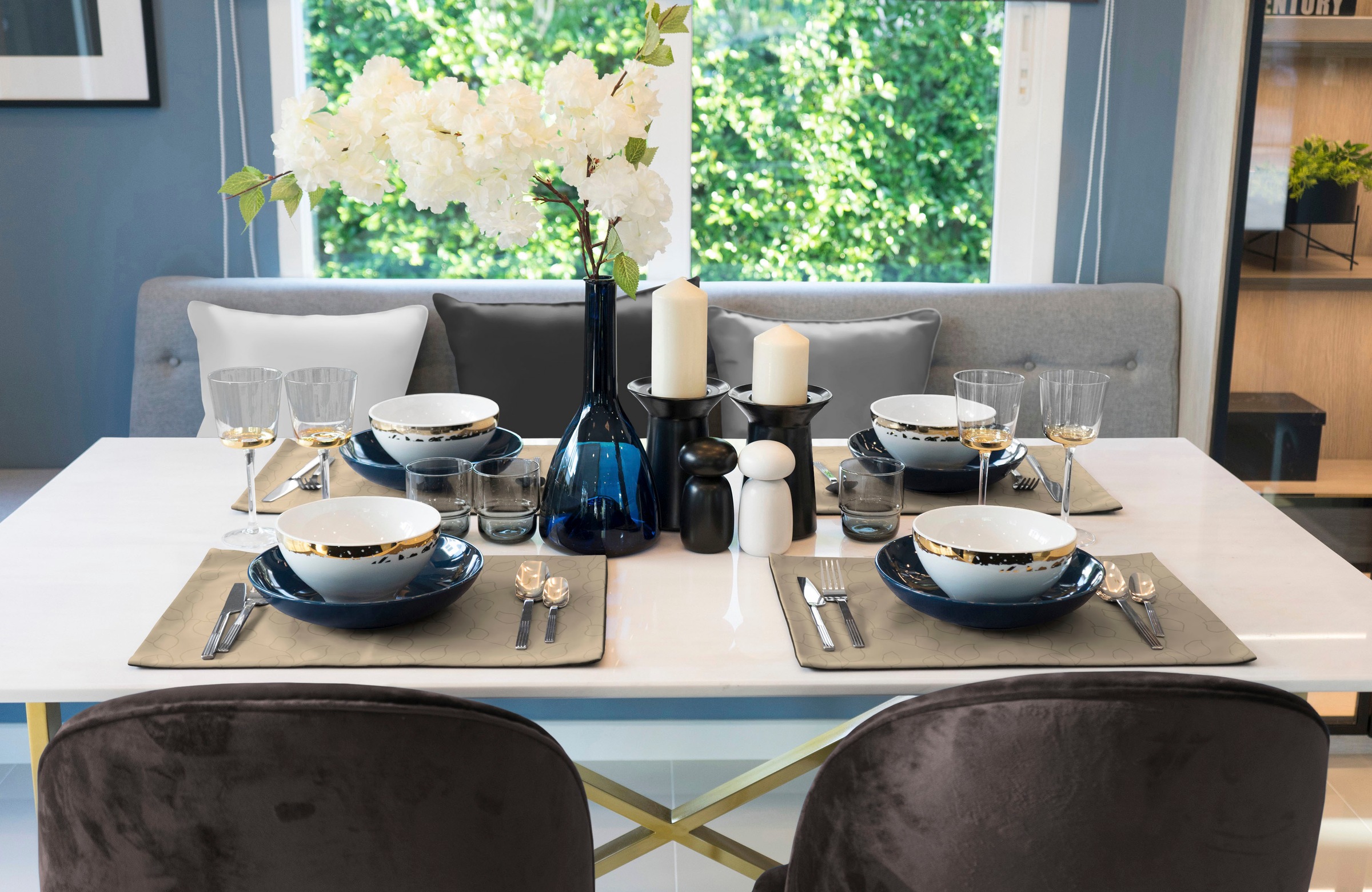 Wirth Platzset "Westport" Made in Germany, Jacquard Dekostoff, Blatt-Design günstig online kaufen