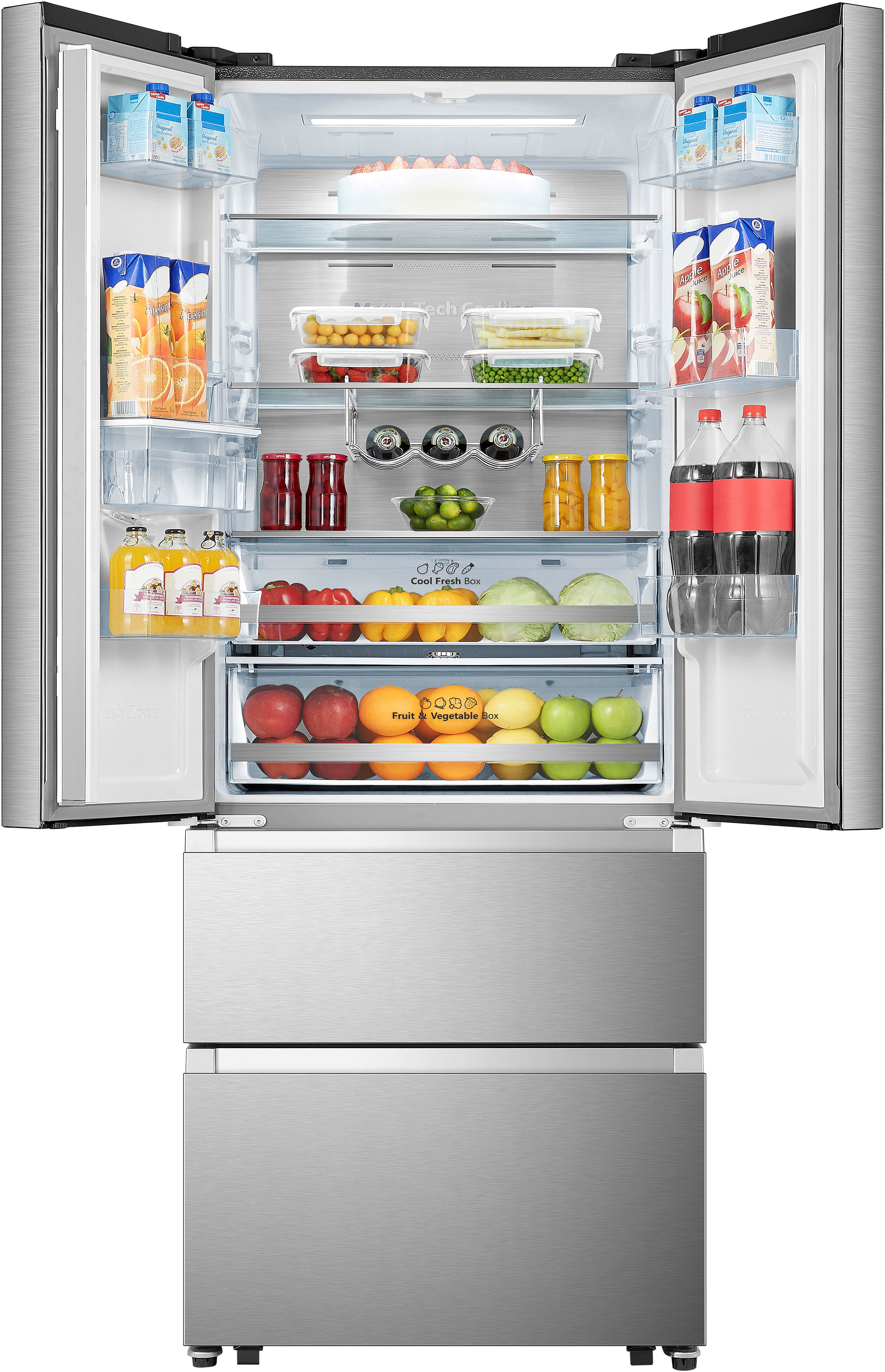 Thumbnail - Hanseatic French Door "HFD20070CWDI" 201,3 cm hoch 70,4 cm breit Wasserspender mit Wassertank, Außendisplay, 2 Frischesc...