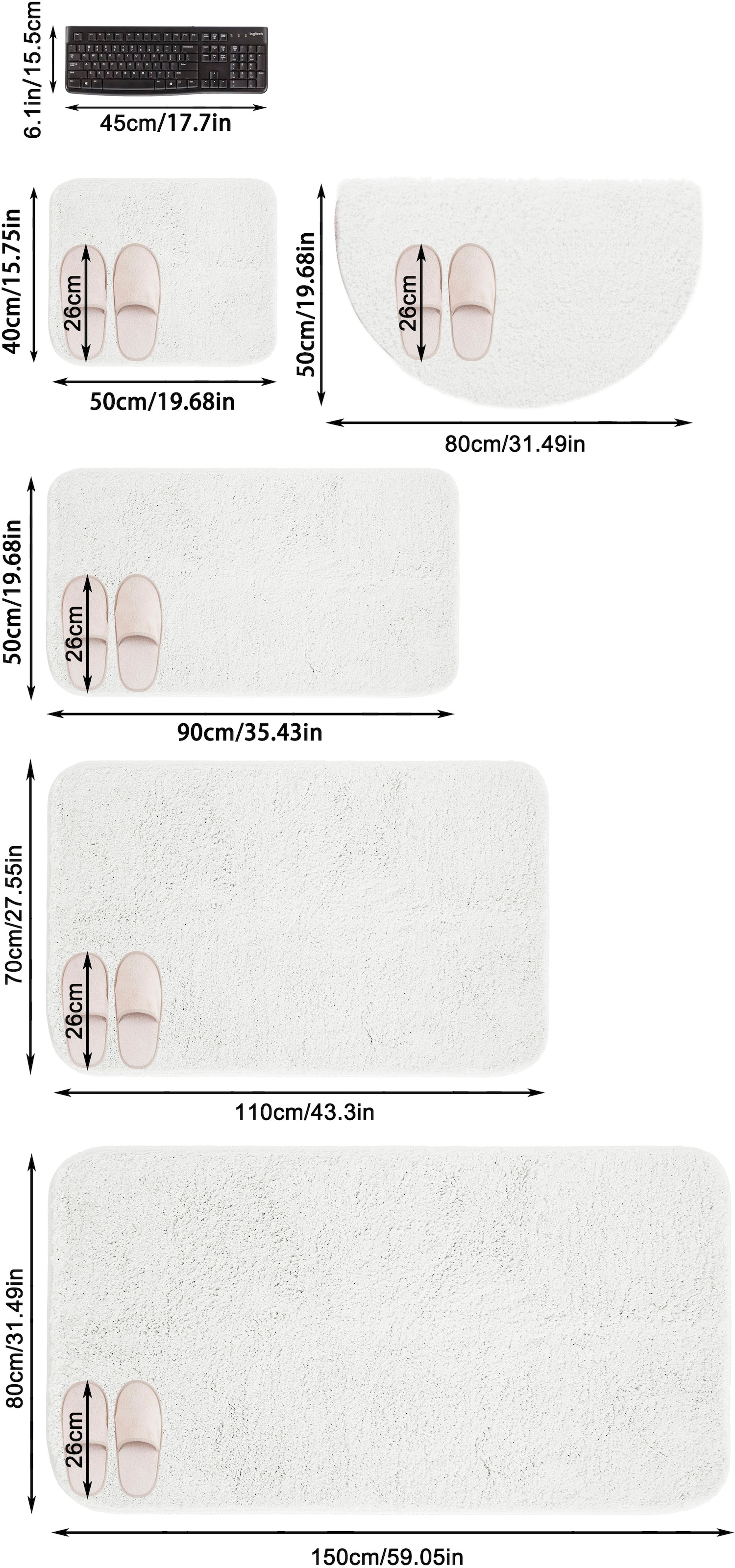 my home Badematte »Inga, Badezimmer Teppich, Badvorleger«, rutschhemmend beschichtet, schnell trocknend-strapazierfähig-fußbodenheizungsgeeignet, Badteppich, unifarben, weich, als halbrund und rechteckig erhältlich