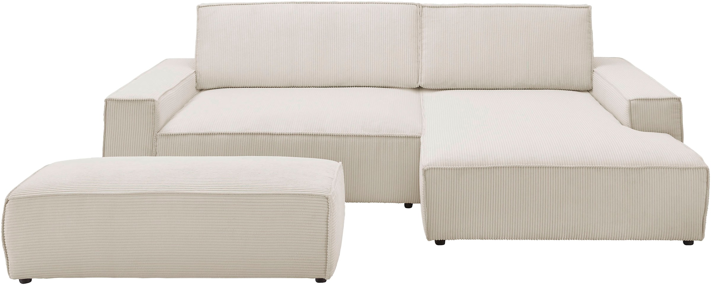 Home affaire Polsterecke »NEU: SHERWOOD XXL tief, L-Form mit Schlaffunktion, Big-Sofa mit Hocker«, (Set, 2 St.), stellbar zum Schlafsofa (Krokodilverbinder), Cord, Leinenoptik