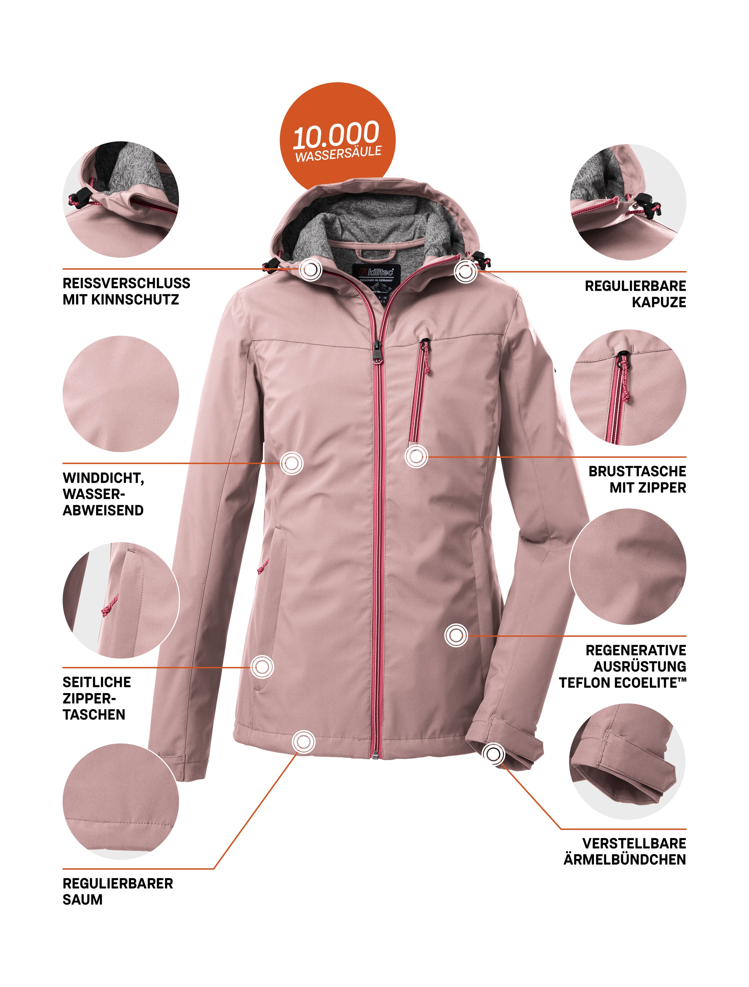 Killtec Softshelljacke »KOS 89 WMN SFTSHLL JCKT« Damen Softshelljacke: Wind-und wasserdicht, atmungsaktiv