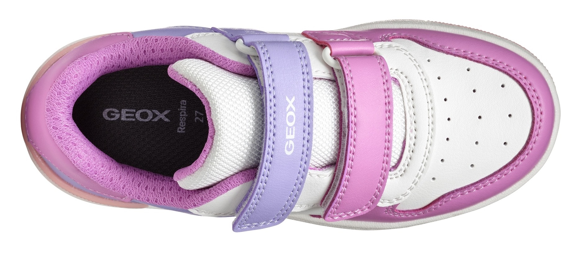 Geox Sneaker »J WASHIBA GIRL«, Sneaker, Freizeitschuh, Klettschuh im Retro Look