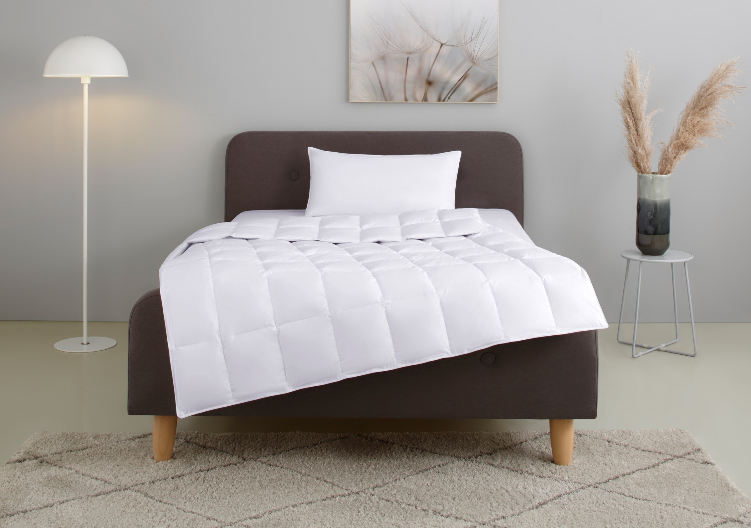 OTTO home Federbettdecke + Kopfkissen "Irah Bettdecke 135x200 cm, 155x220 cm" Set mit Kissen 80x80 cm, Sommer, Winter, Made in Germany