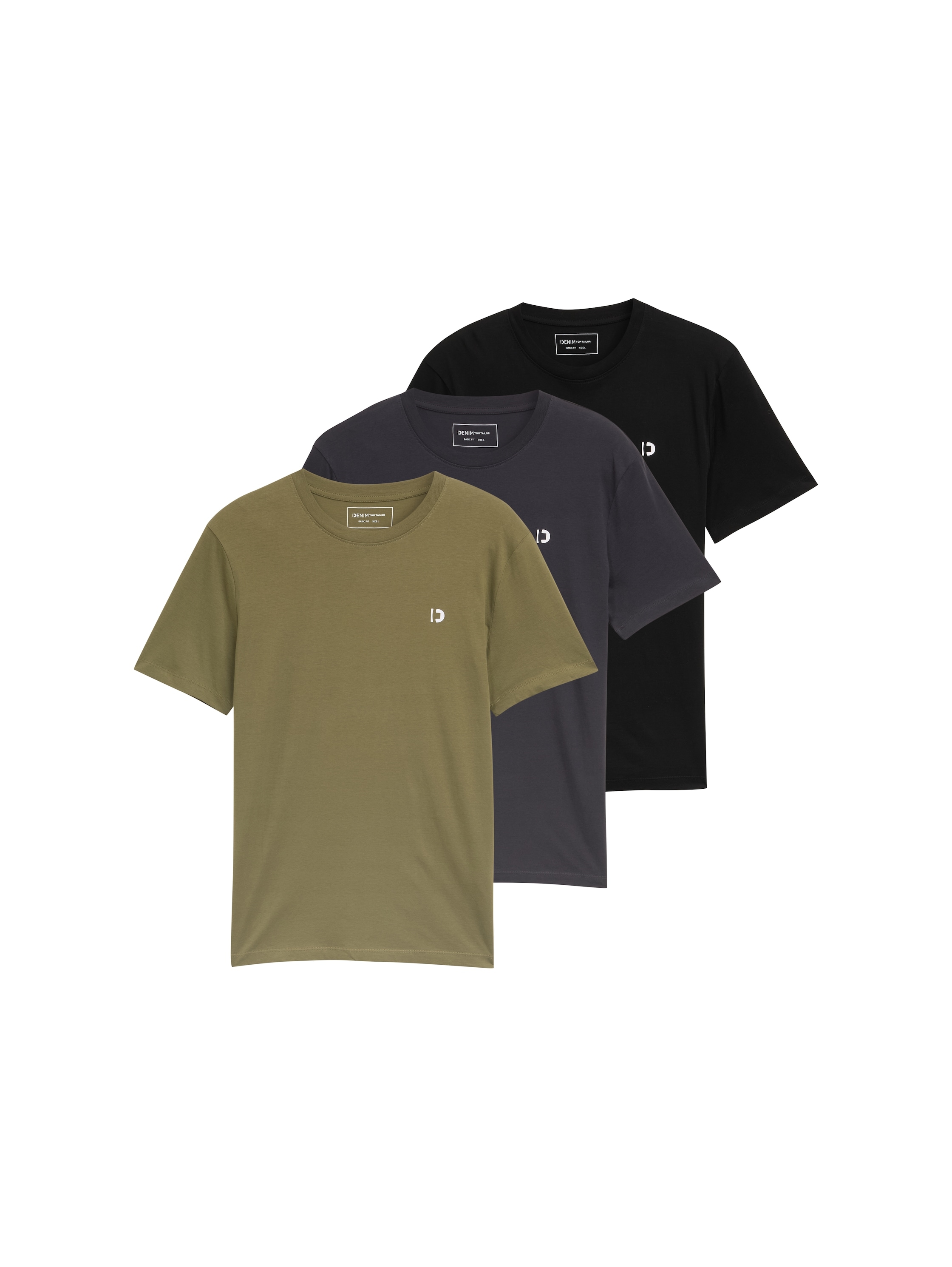 TOM TAILOR Denim T-Shirt Packung, 3 Stk. tlg. mit Logo Print günstig online kaufen