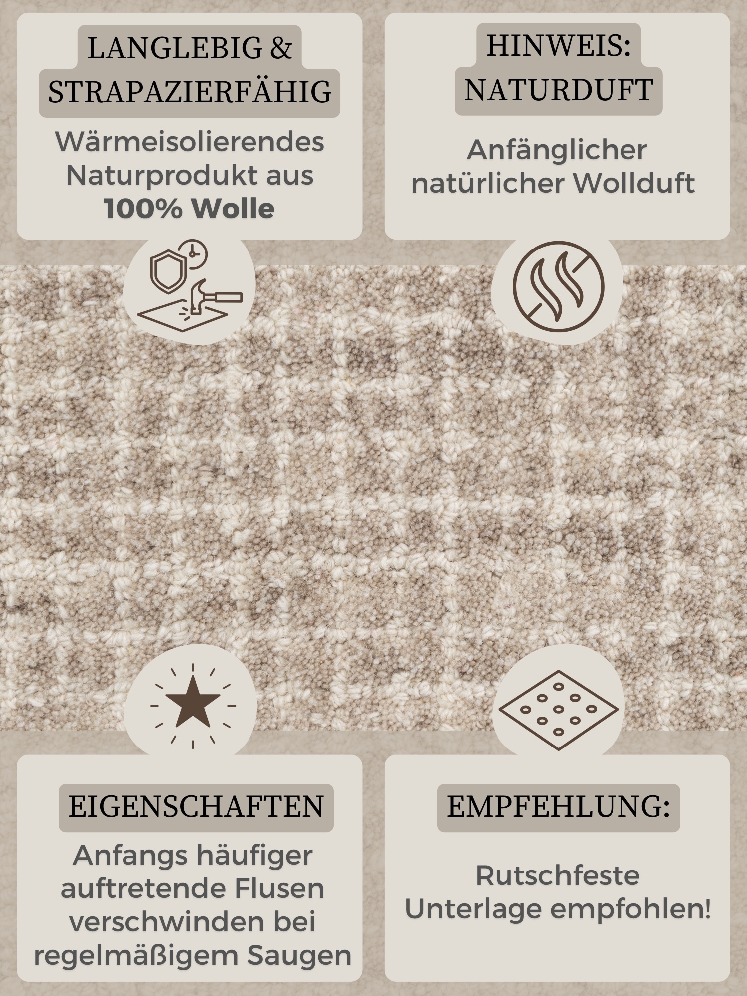 HANSE Home Wollteppich »Eloise« rechteckig 17 mm Höhe Wolle, Naturteppich, Handgemacht, Wohnzimmer, Schlafzimmer, Hygge