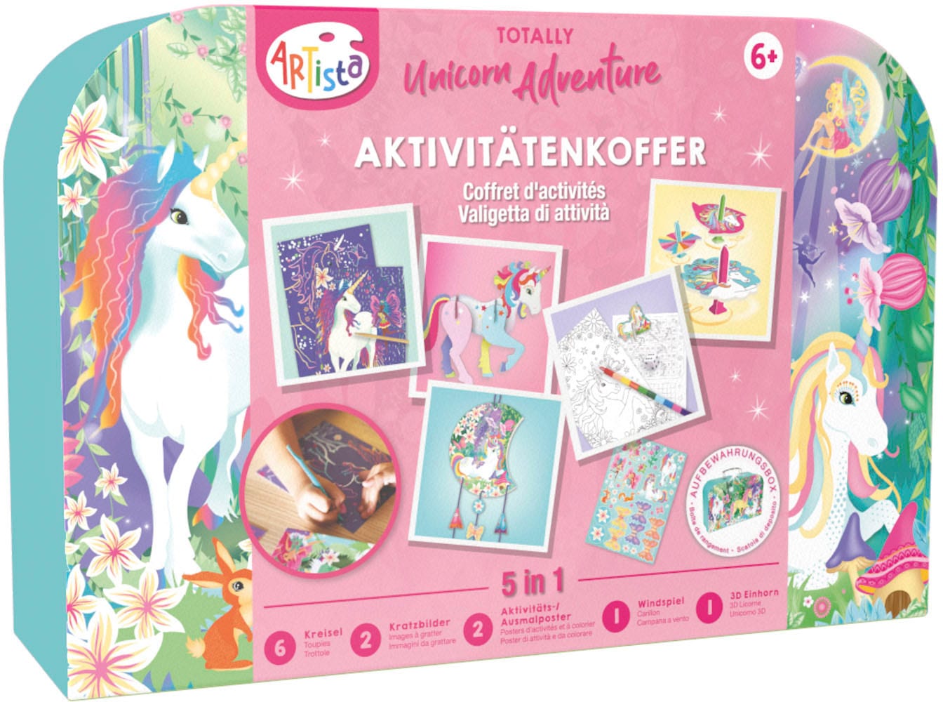 Kreativset »Aktivitätenkoffer Einhorn 5in1«