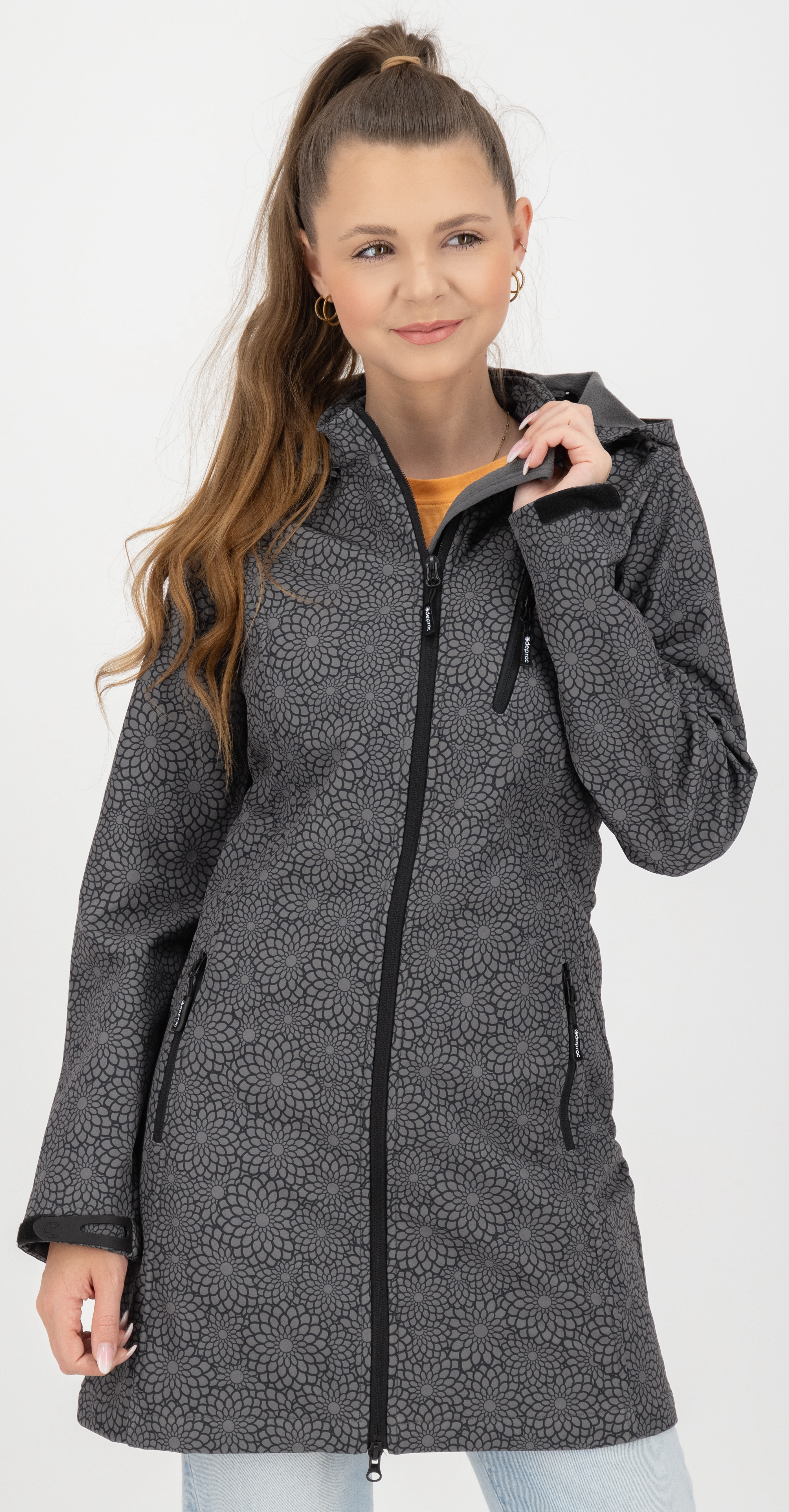 DEPROC Active Softshellmantel "SHELBY PEAK XII Softshell Kurzmantel Longjacket" leichter Softshell Kurzmantel mit abnehmbarer Kapuze