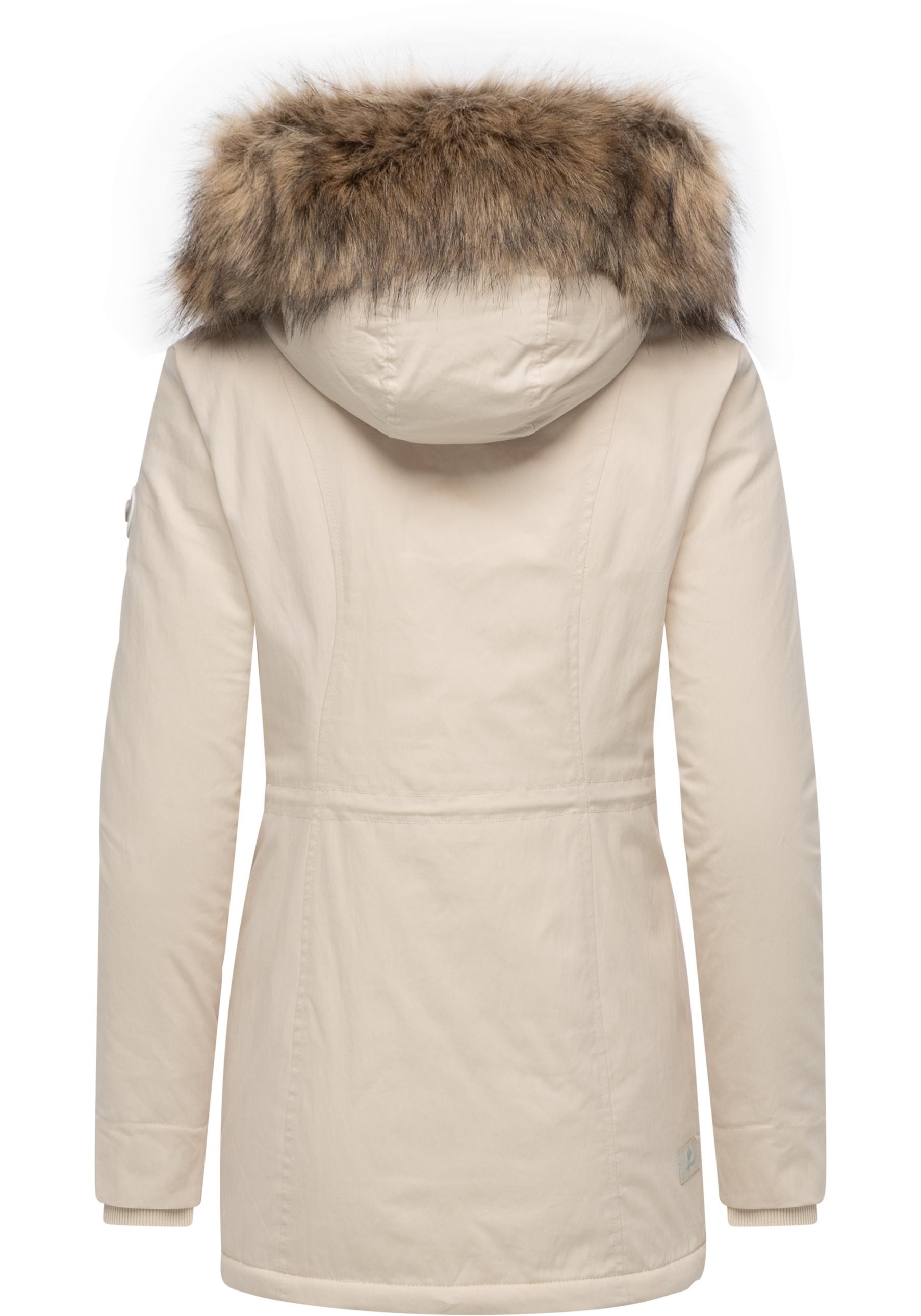 Ragwear Kurzmantel »Monadetta Warm«, Kurzer Wintermantel mit Kunstfellbesatz