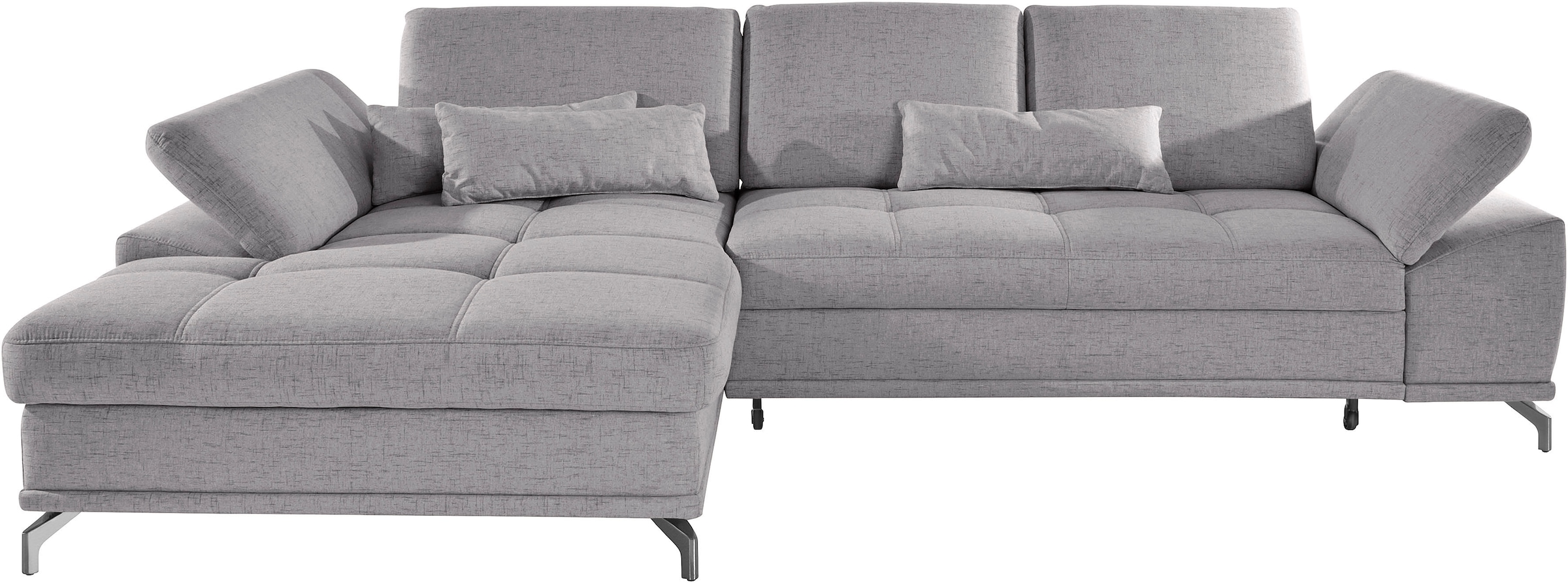 Places of Style Ecksofa Costello, mit Sitztiefenverstellung und Armlehnfunktion, incl. 3 Nierenkissen