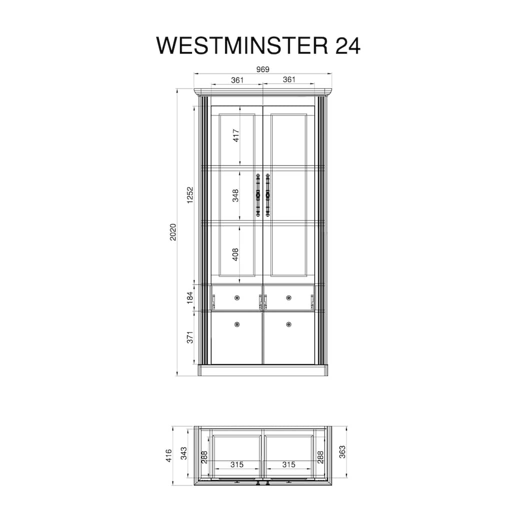 Home affaire Wohnwand »Westminster«, (Set, 3 St.), im romantischen landhausstil