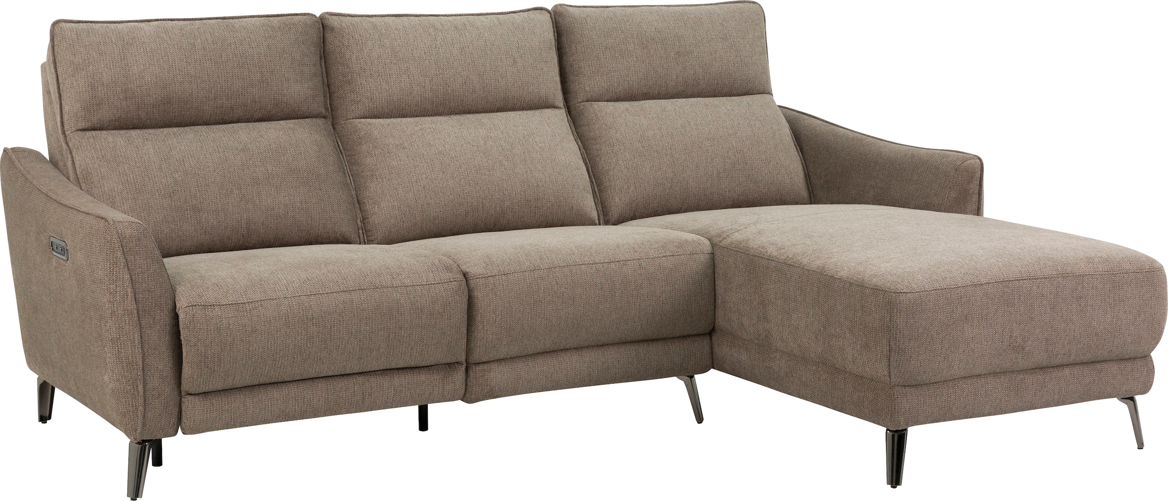 INOSIGN Ecksofa »TAYLER 3-Sitzer, L-Form (Breite 239cm), elektr. Relaxfunktion, USB A/C«, und Recamiere, Liegefunktion durch Recliner, Federkernpolsterung
