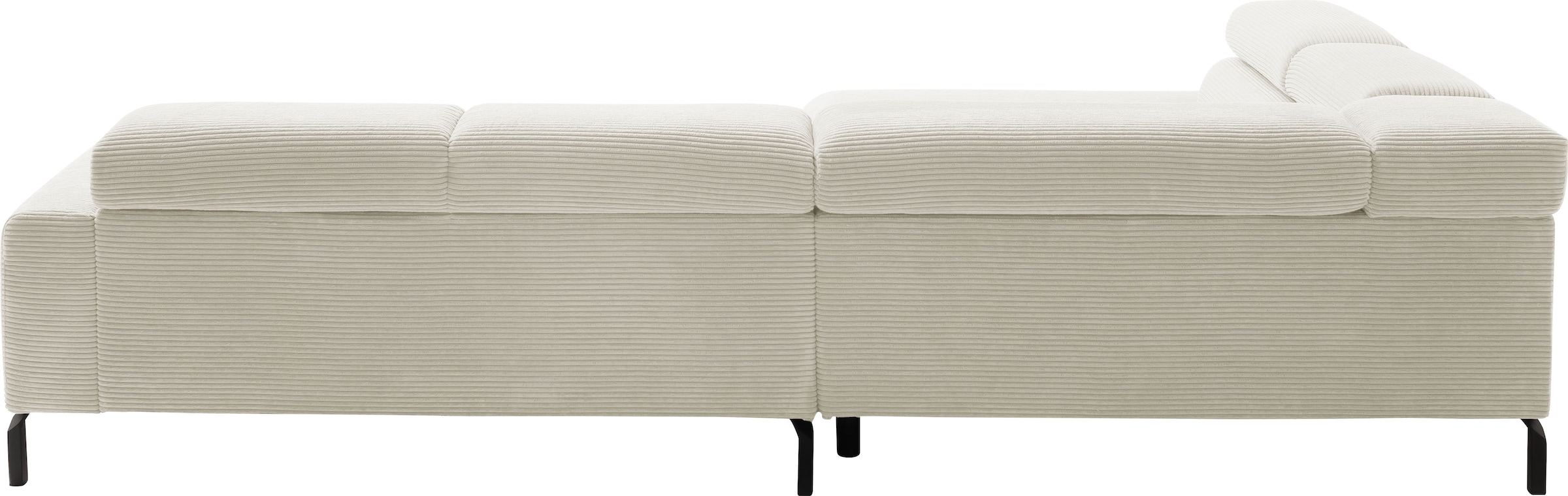Places of Style Ecksofa »Antonelli, L-Form, inkl. Kopfteilverstellung, Breite 312 cm«, mit elektrischer Sitztiefenverstellung, in Cord, weiß