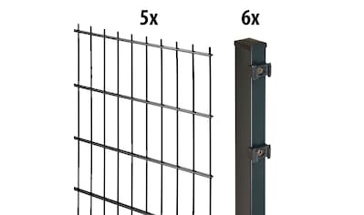 Doppelstabmattenzaun »Excellent«, 5 Elemente für 10 m, LxH: 200 x 123 cm, mit 6 Pfosten