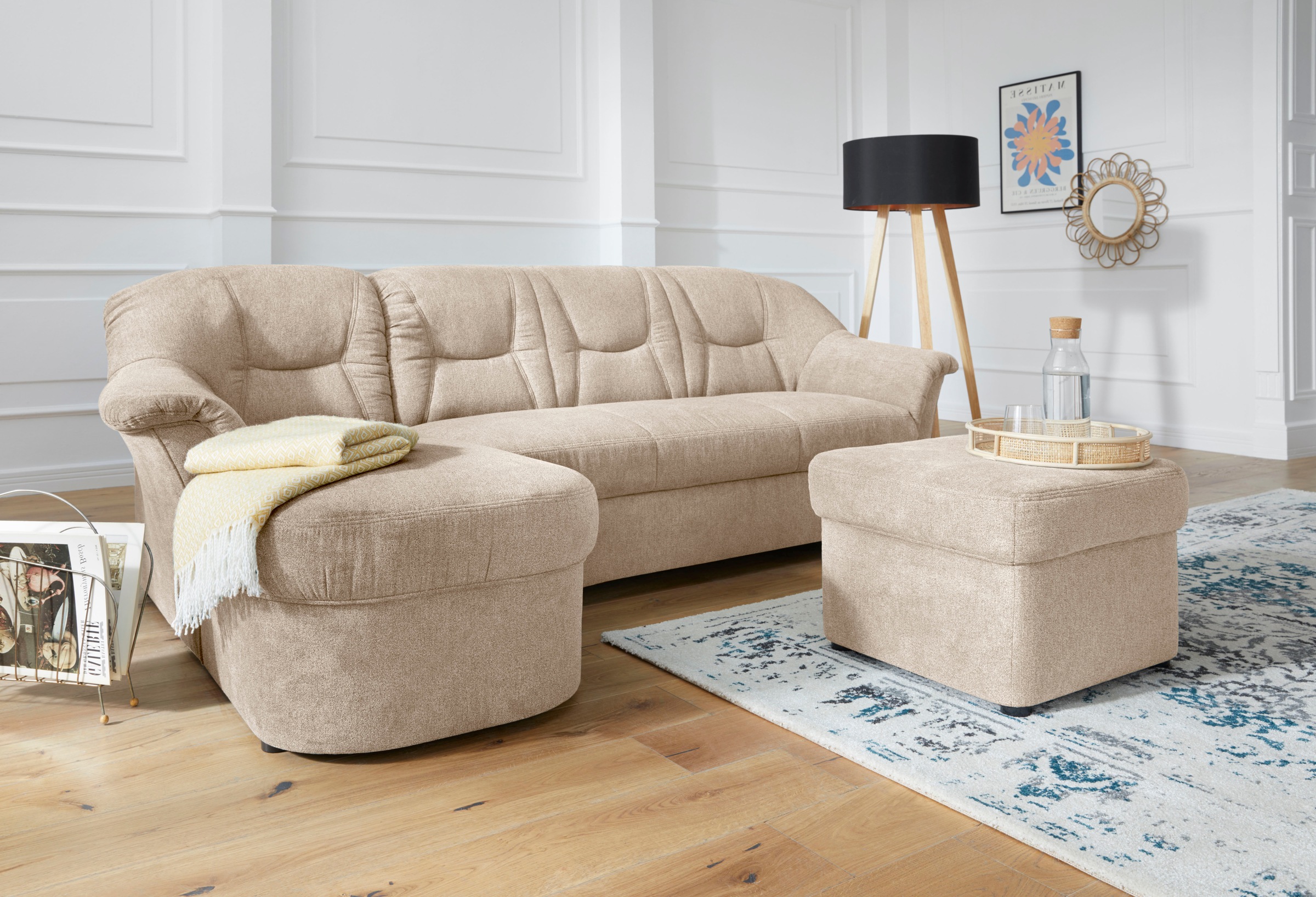 DOMO collection Ecksofa »Sarafina zeitlos und komfortabel, optional mit Federkern, L-Form«, wahlweise mit Bettfunktion