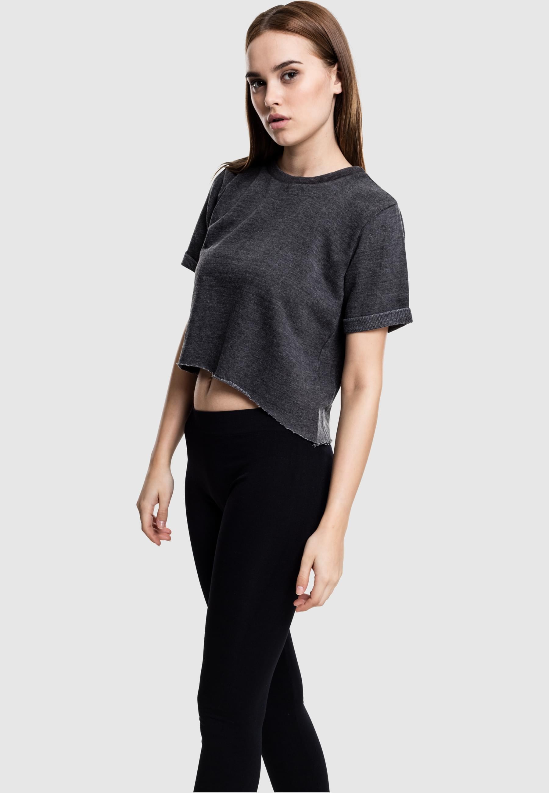 URBAN CLASSICS T-Shirt »Urban Classics Damen Ladies Cropped Burnout Short Sleeve Crew«, (1 tlg.)