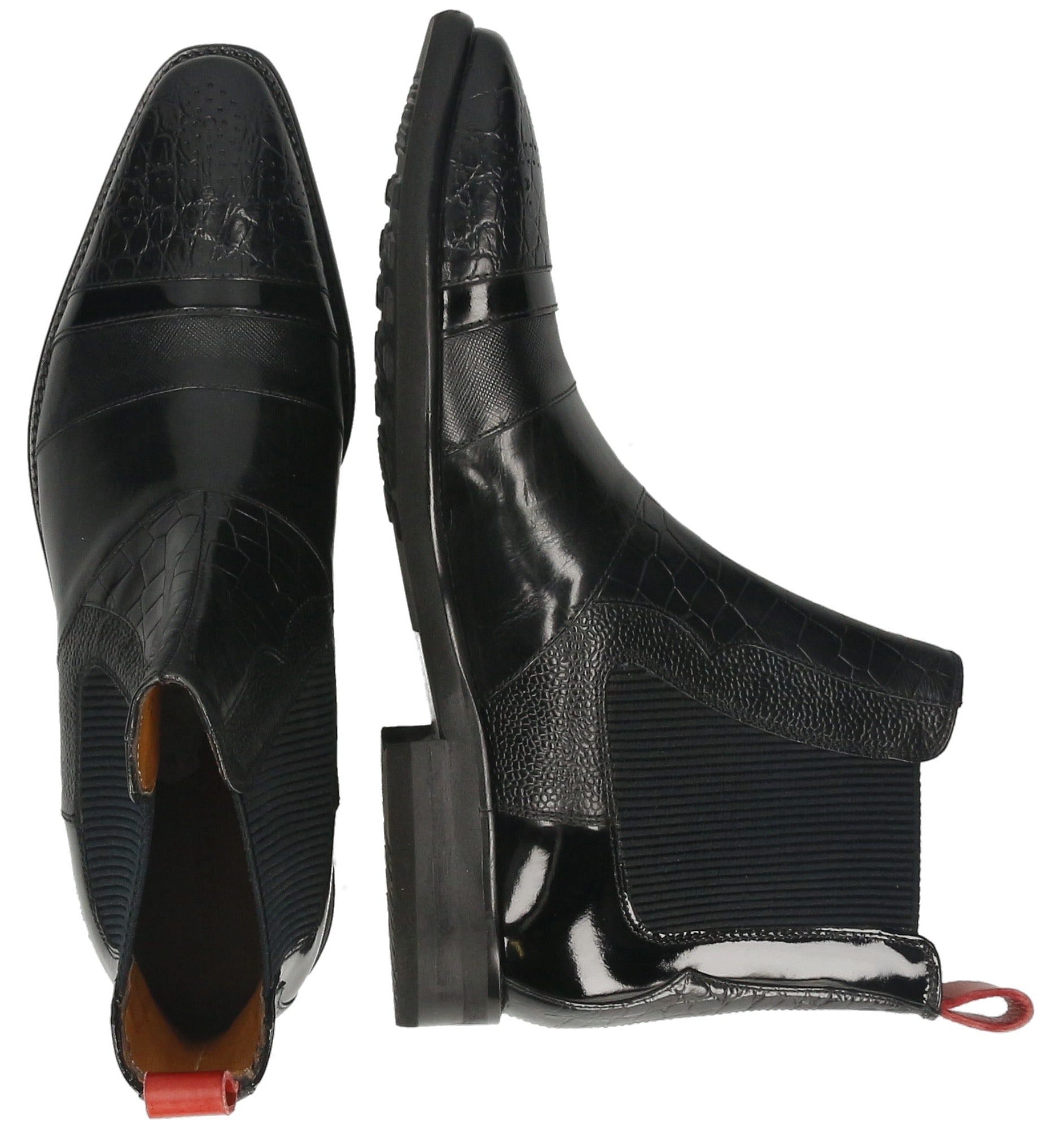 Melvin & Hamilton Chelseaboots »Elvis 12 - vegetabil gegerbt«, Business Schuh, Anzugschuh, Stiefelette mit Reptilien Prägung